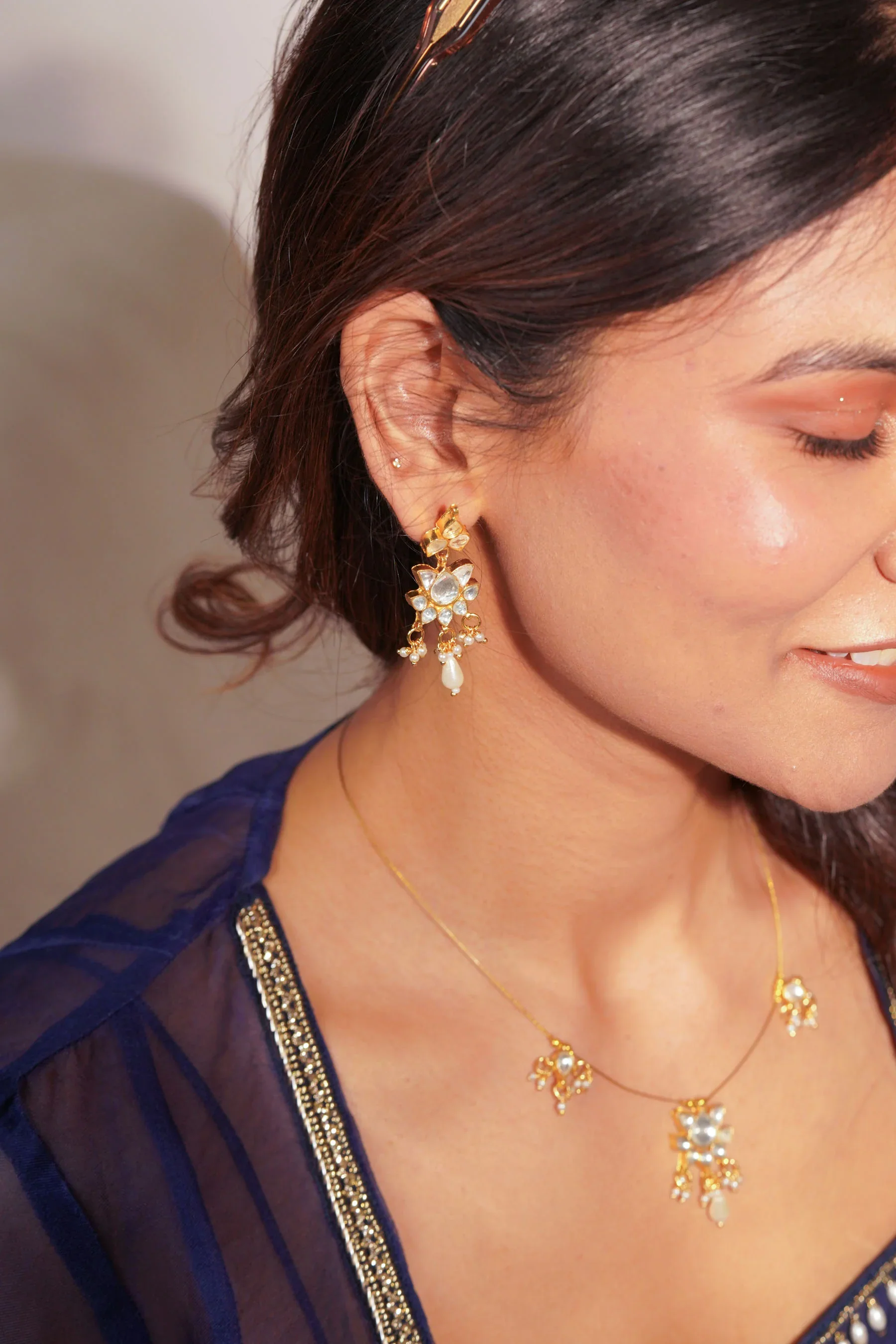 Aabha Polki Necklace Set - Image 3