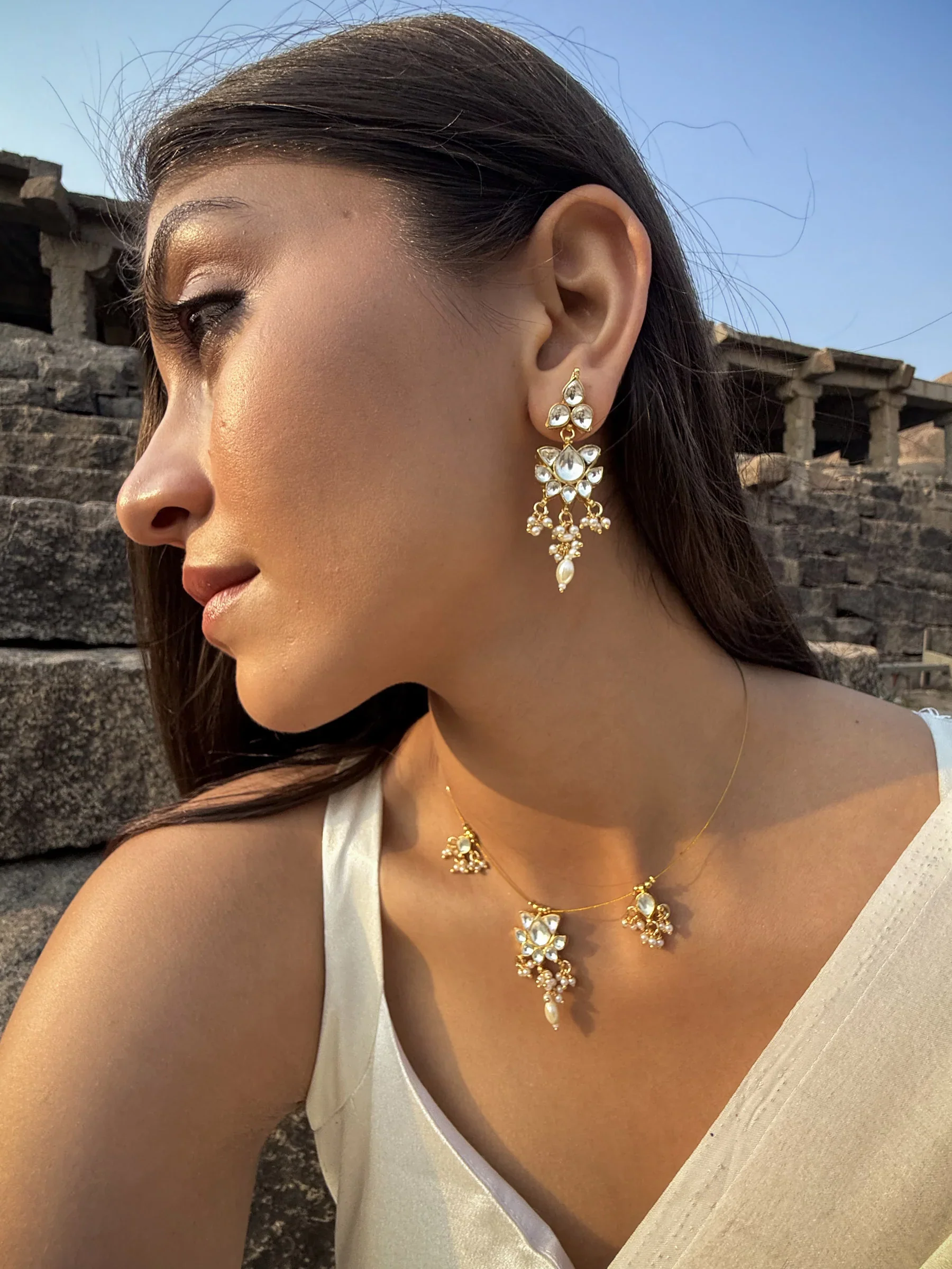 Aabha Polki Necklace Set - Image 4
