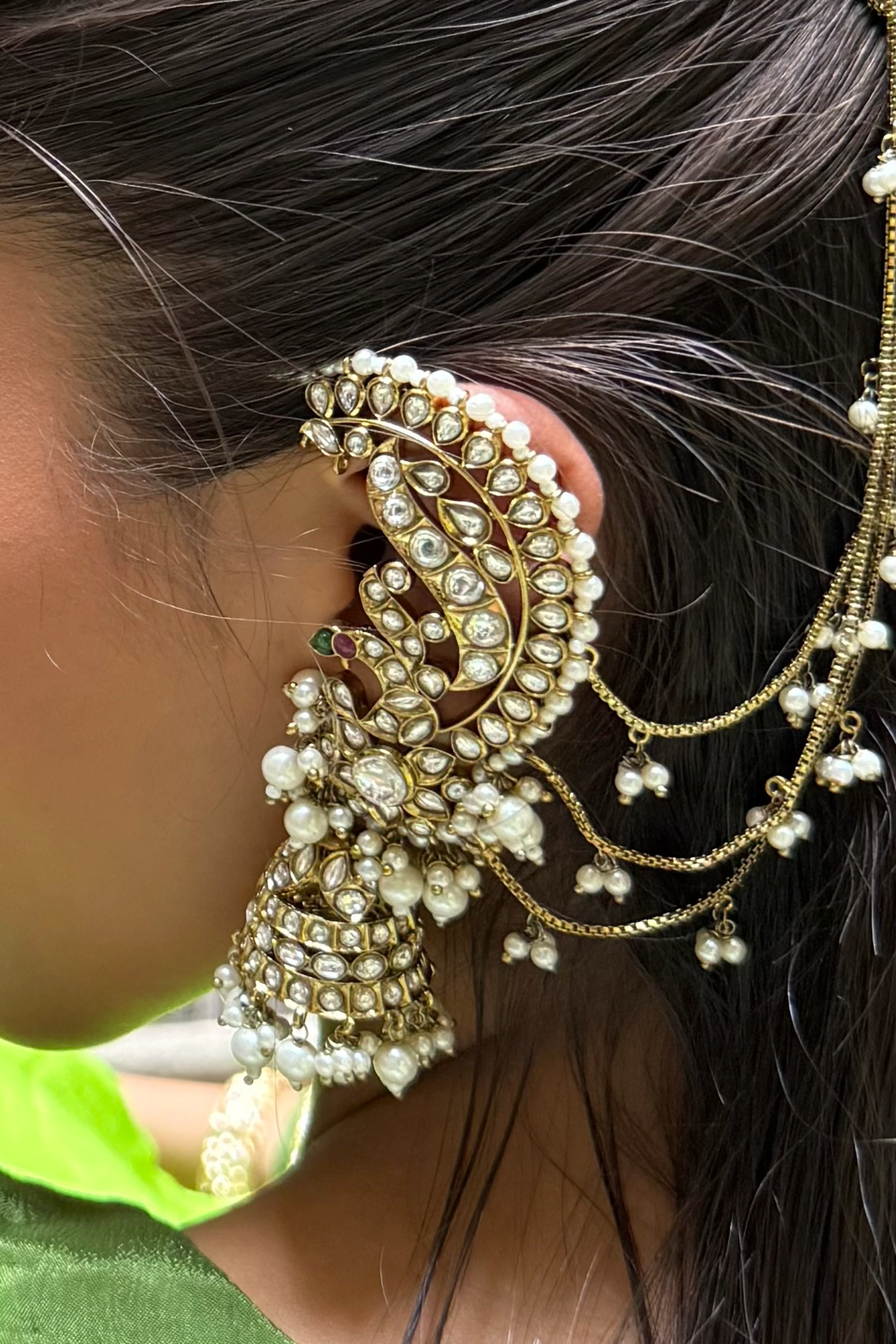 Anokhi Garden Cascade Pearl Hair Earring - Image 3