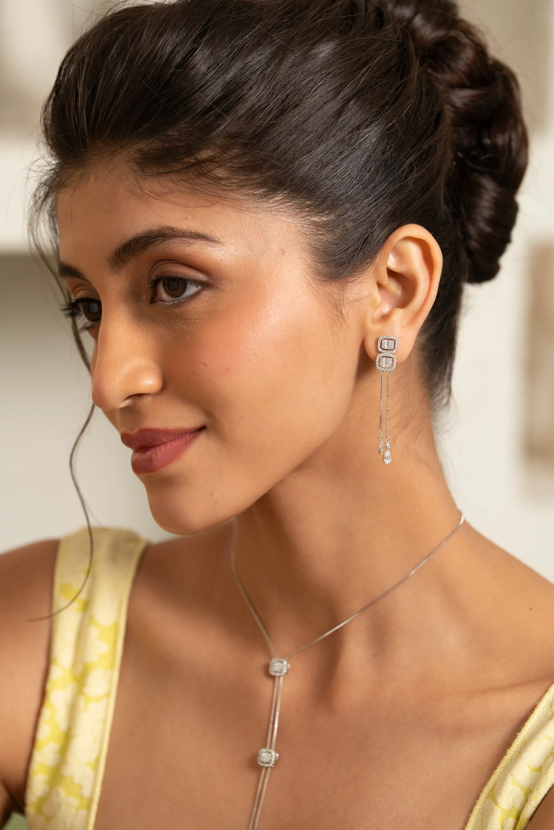 Celeste Radiant Diamond Necklace Set - Image 8