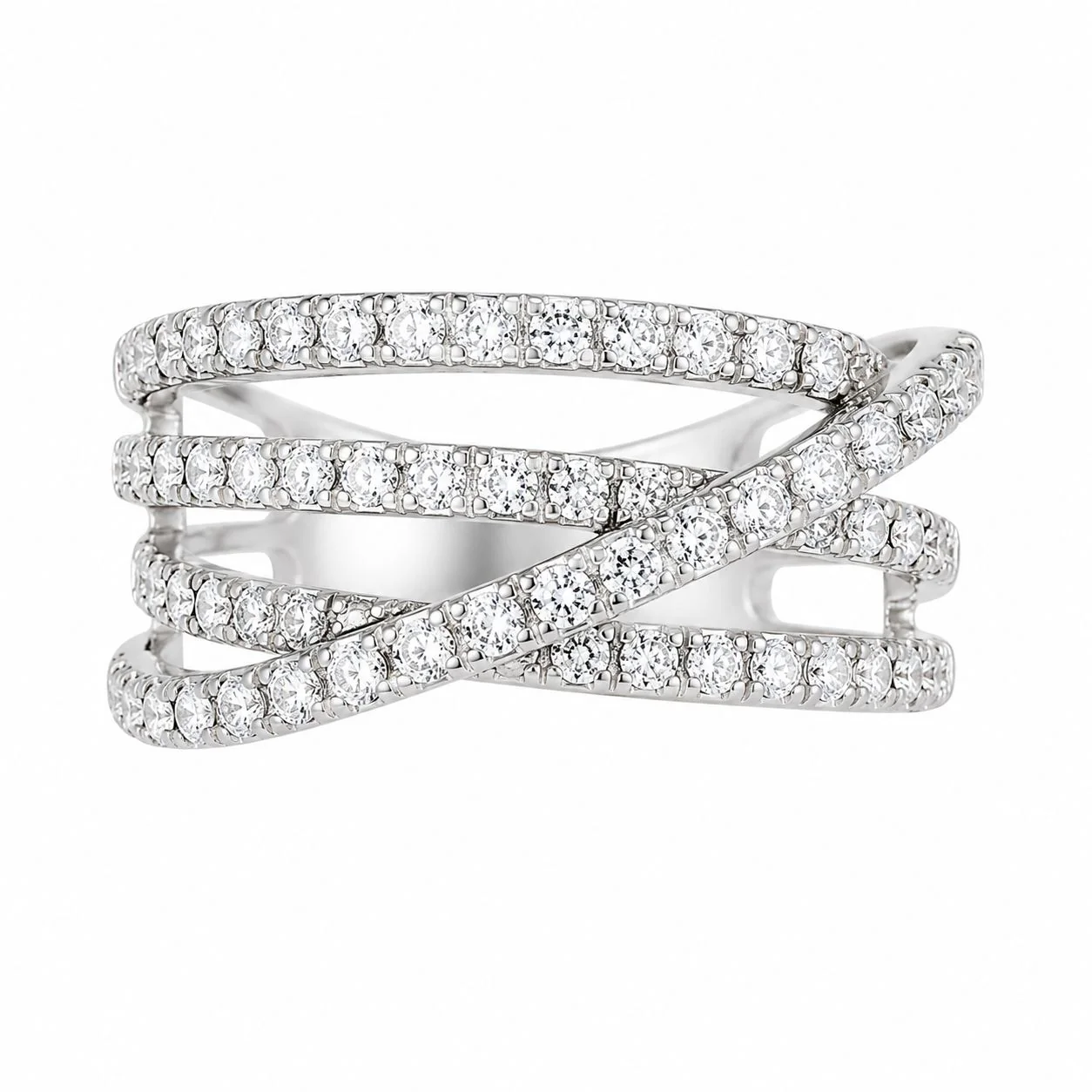 Celestial Criss-Cross Diamond Ring