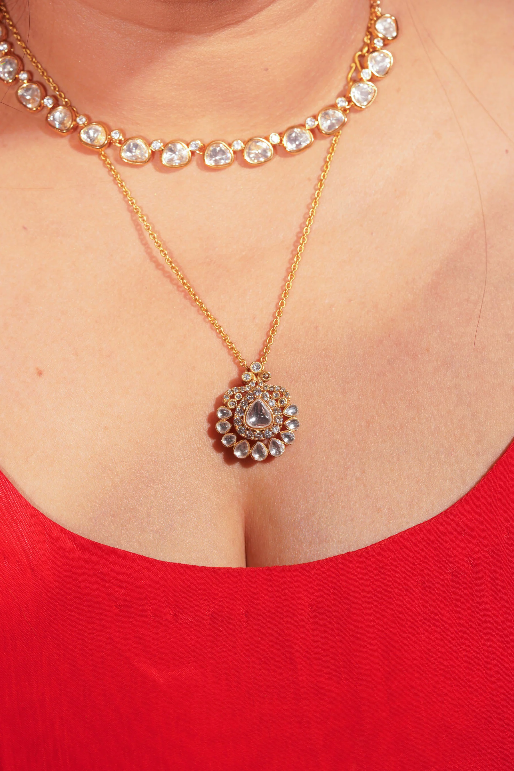 Chandrika Polki Pendant Necklace Set - Image 3