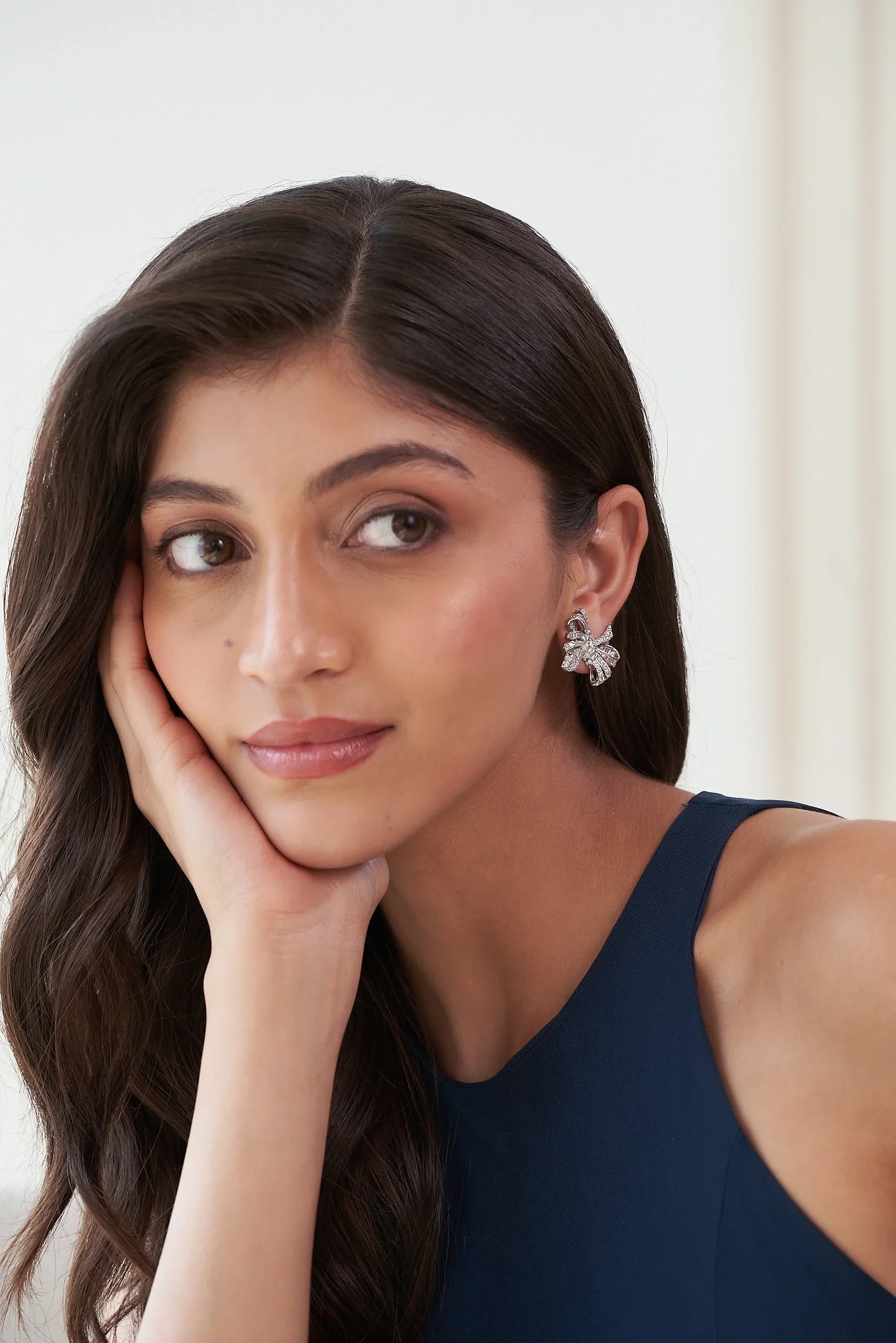 Diamond Bow Stud Earrings - Image 4