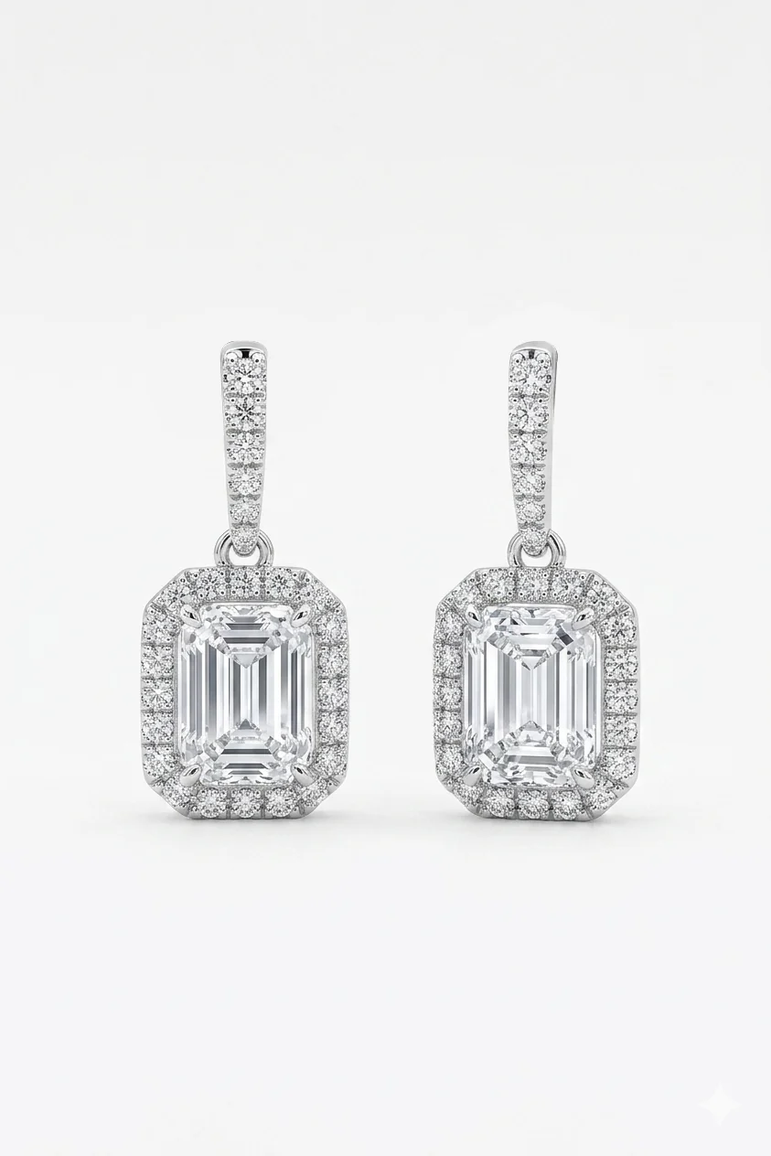 Diamond Circle Drop Earrings