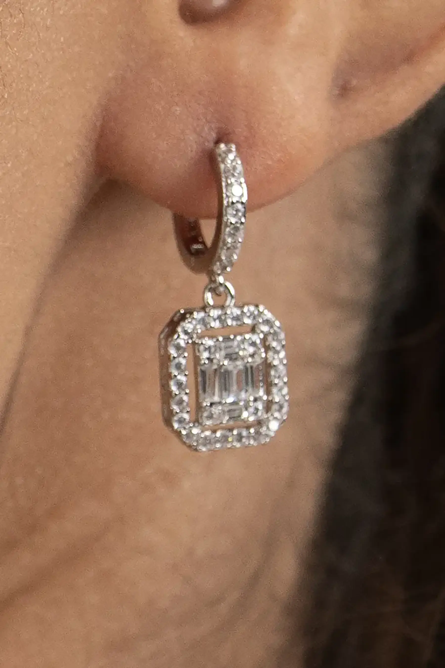 Diamond Circle Drop Earrings - Image 2