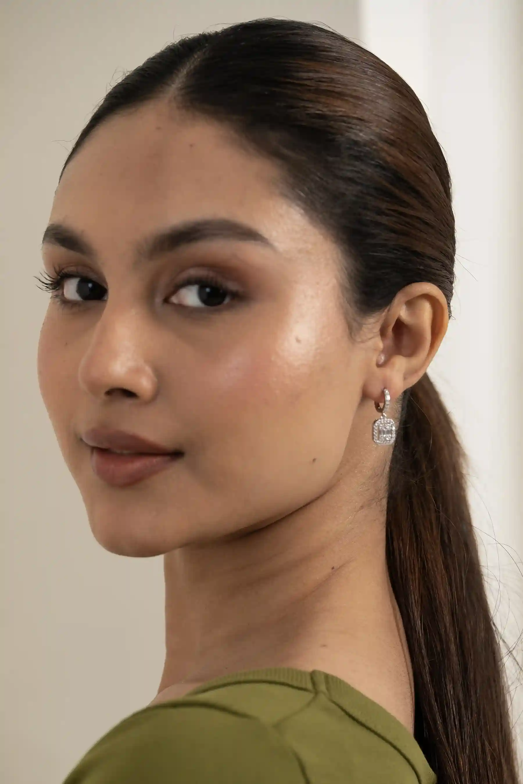 Diamond Circle Drop Earrings - Image 3