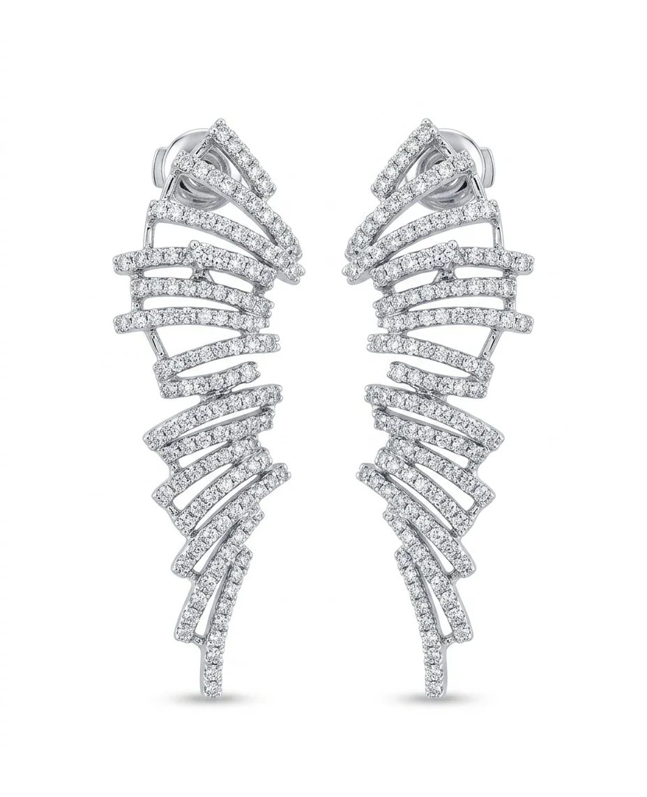 Diamond Feather Ear Sweep