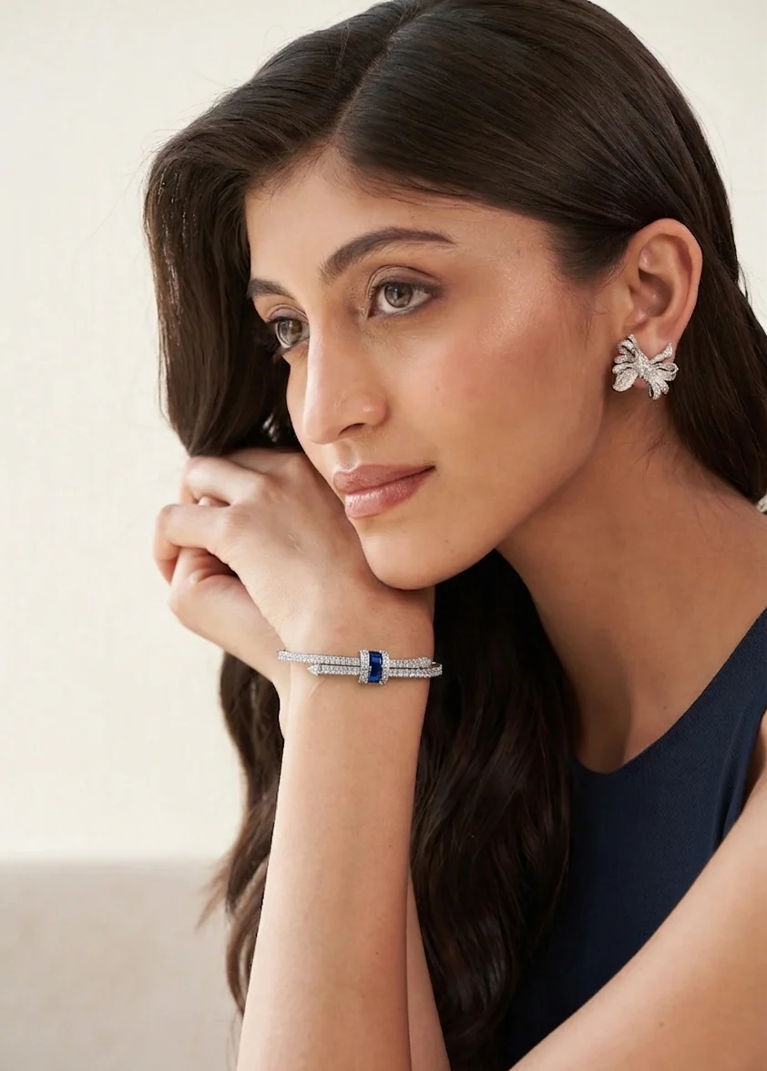 Diamond Twin Row Blue Bracelet - Image 4