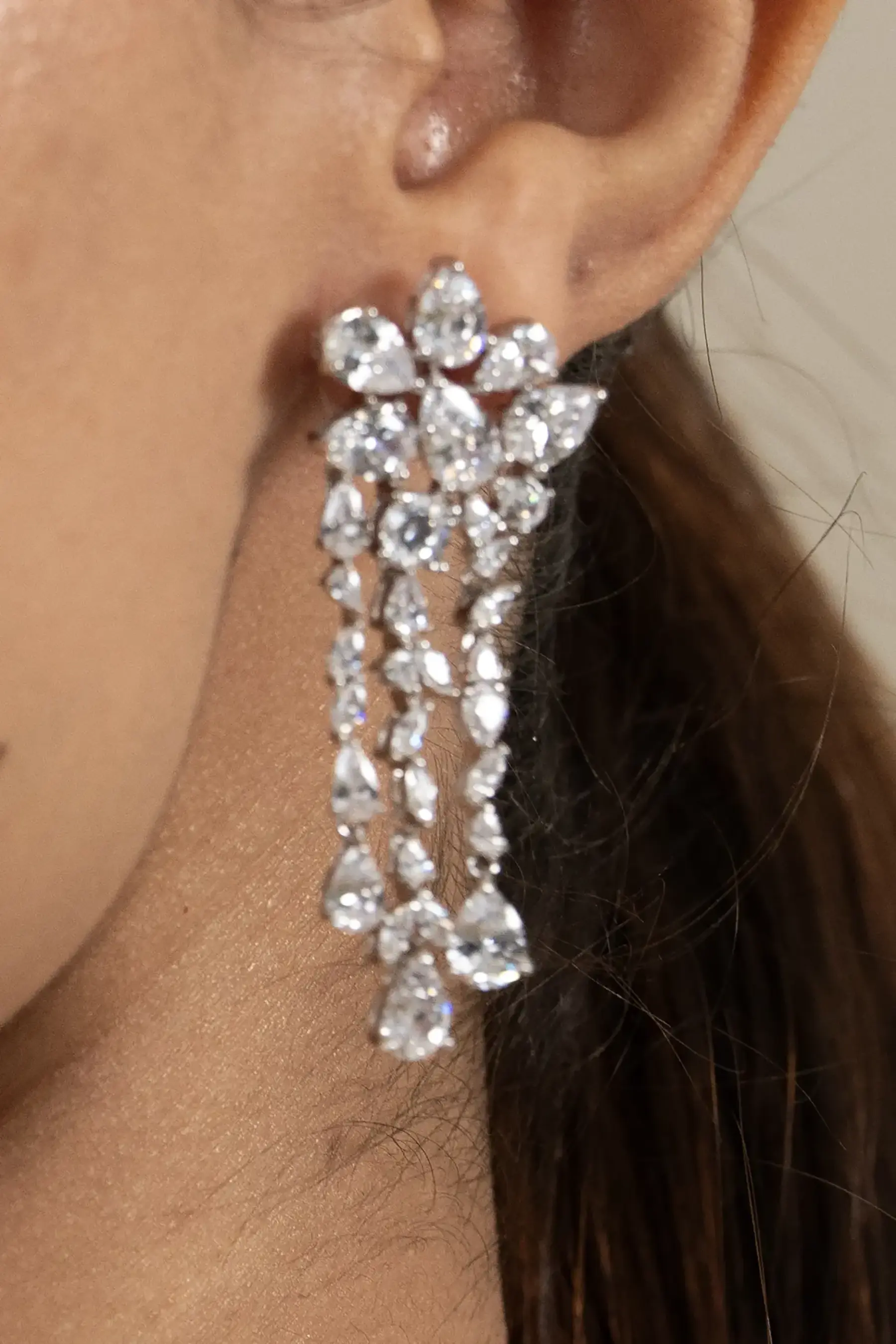 Double Baguette Column Drop Earrings - Image 2