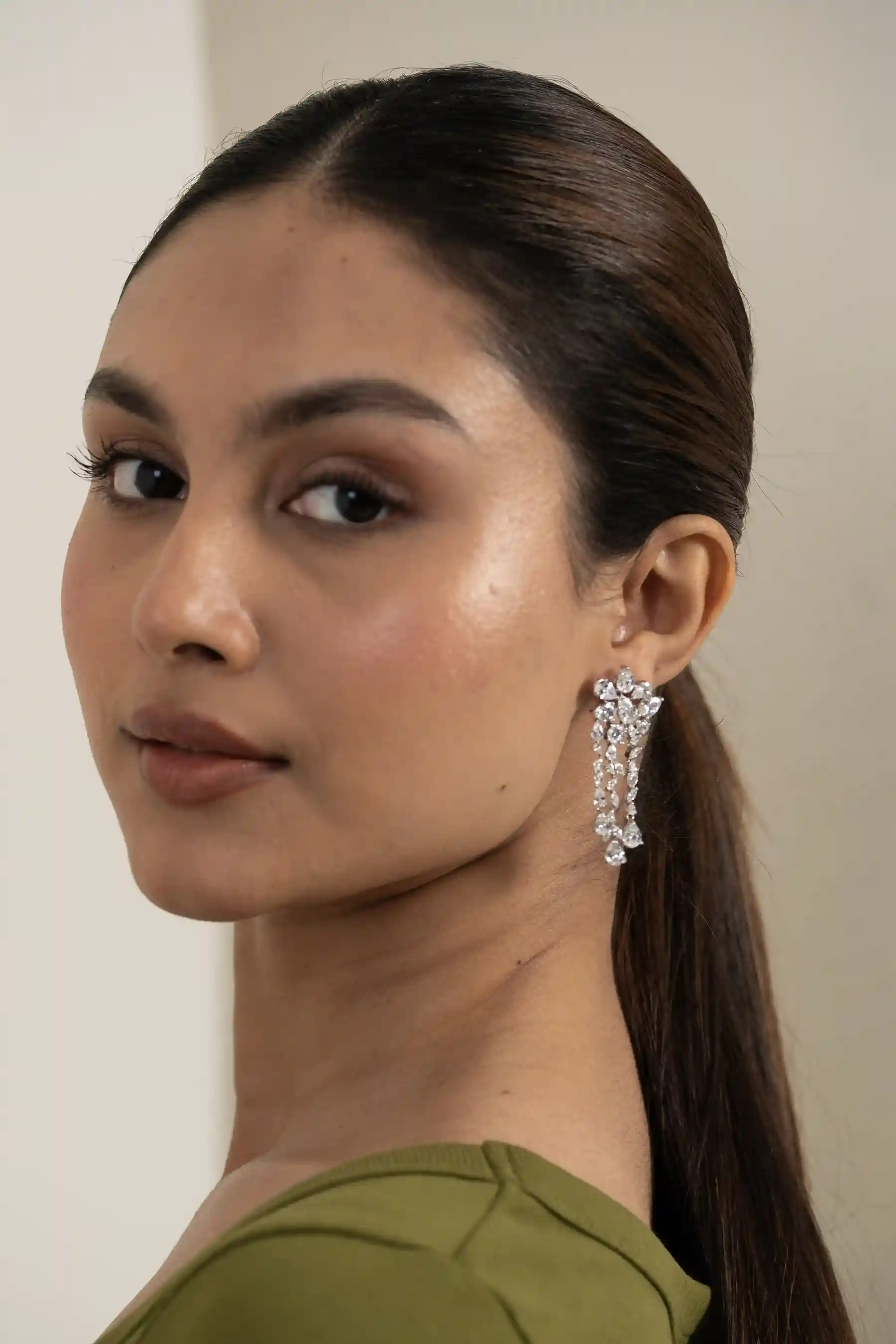 Double Baguette Column Drop Earrings - Image 3