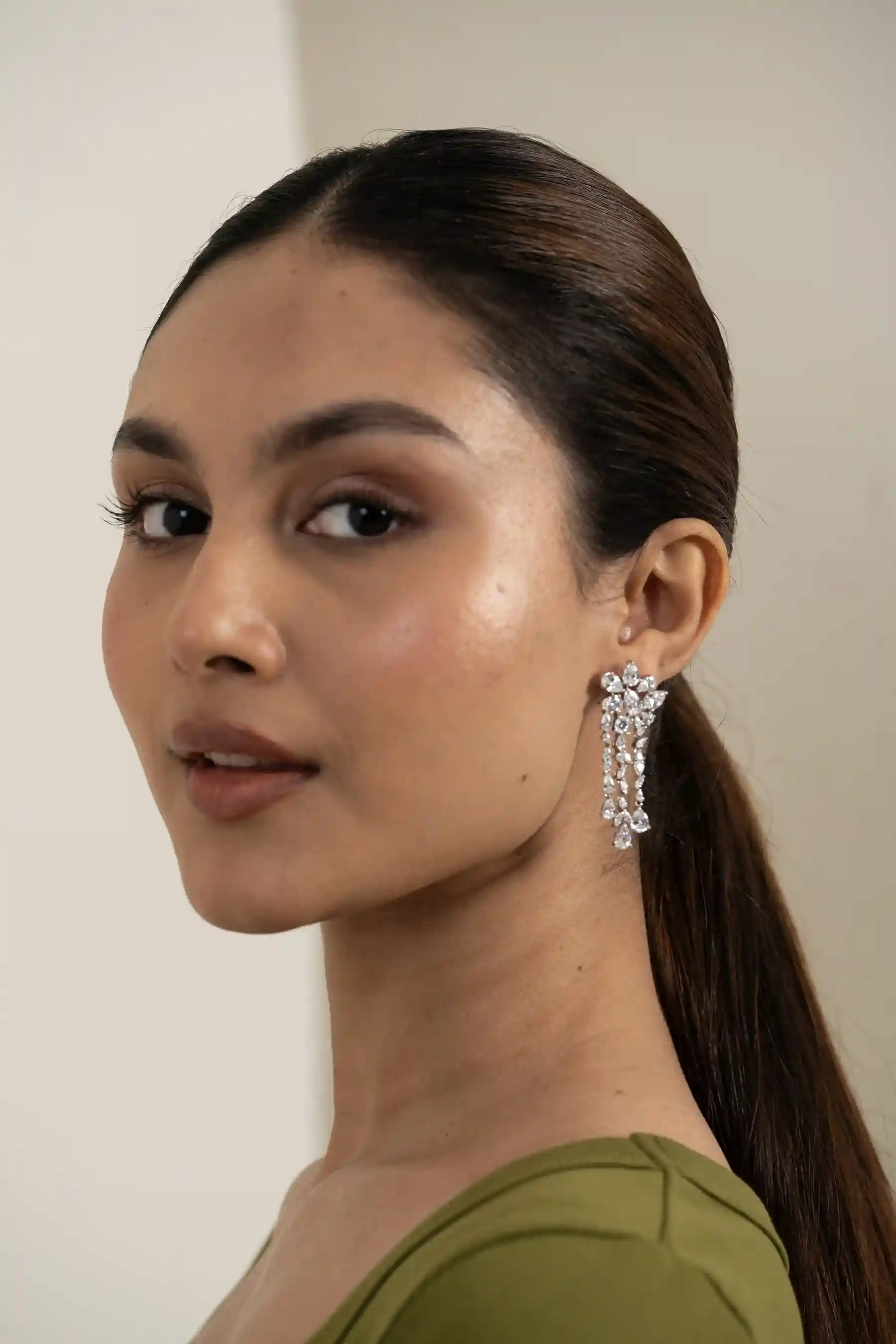 Double Baguette Column Drop Earrings - Image 6