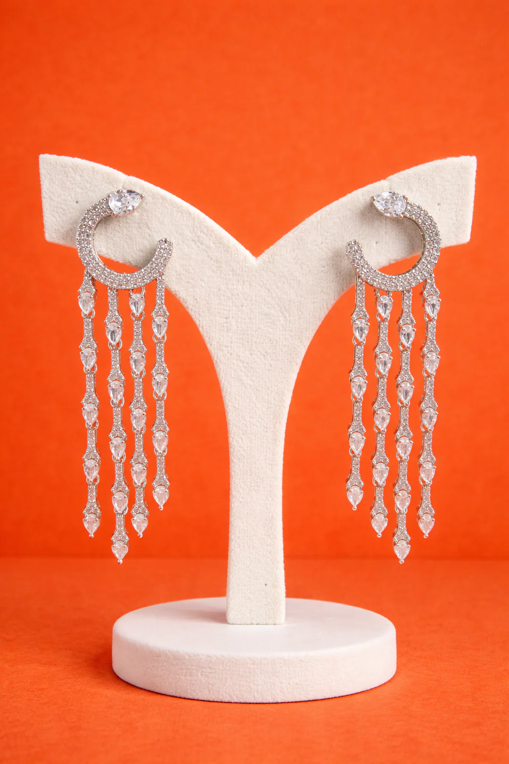 Elegant Diamond Cascade Drop Earrings - Image 2