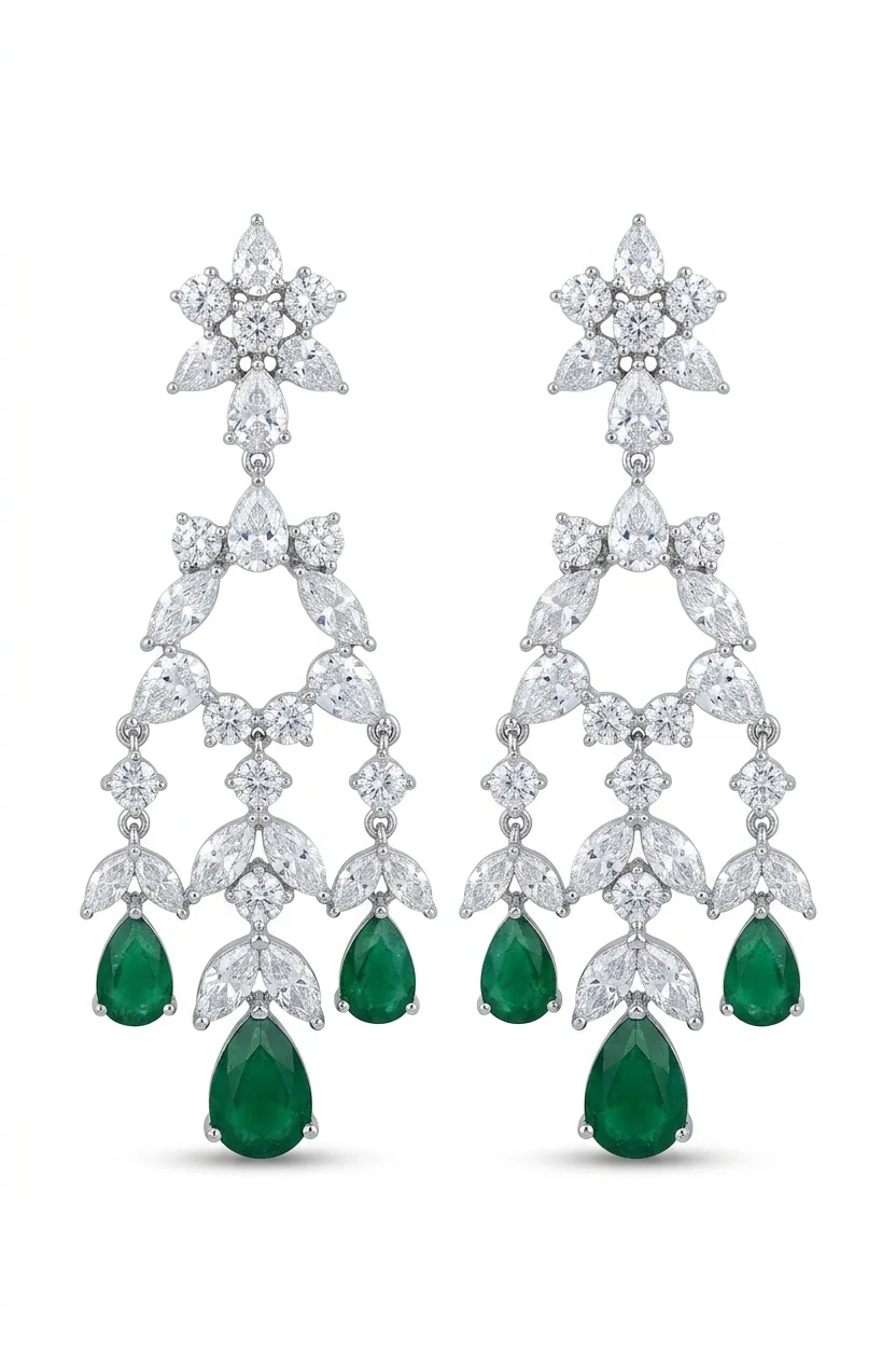 Emerald Cascade Chandelier Earrings
