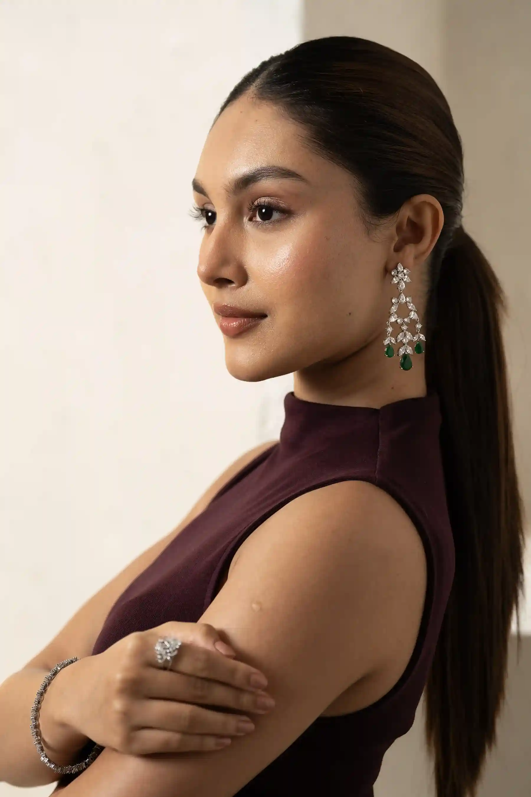 Emerald Cascade Chandelier Earrings - Image 5