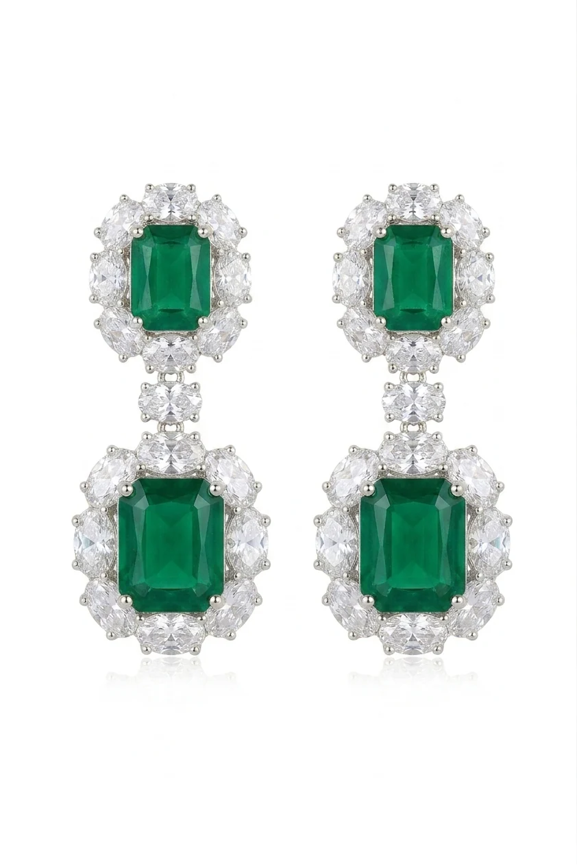 Emerald Drop Chandelier Earrings