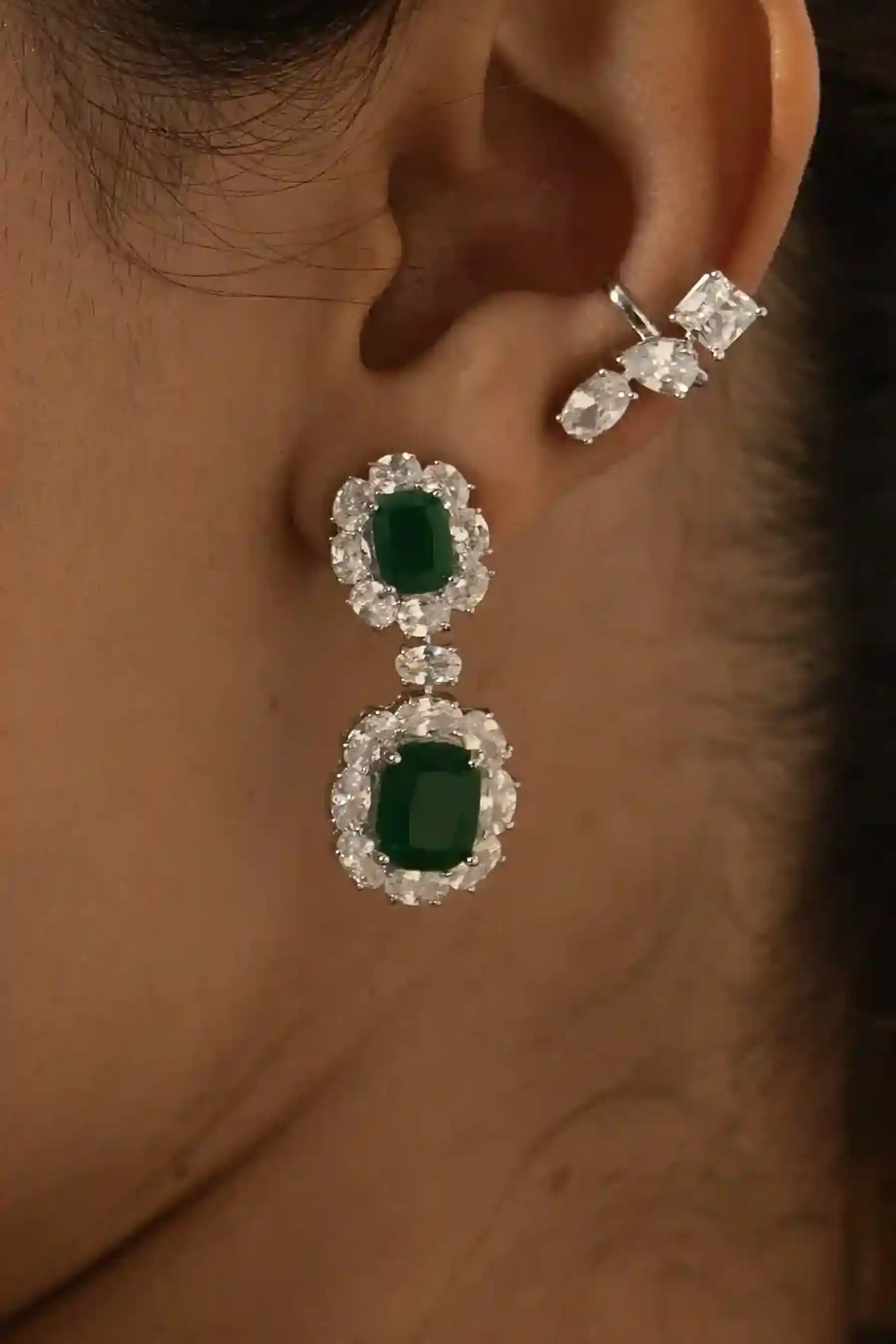 Emerald Drop Chandelier Earrings - Image 2