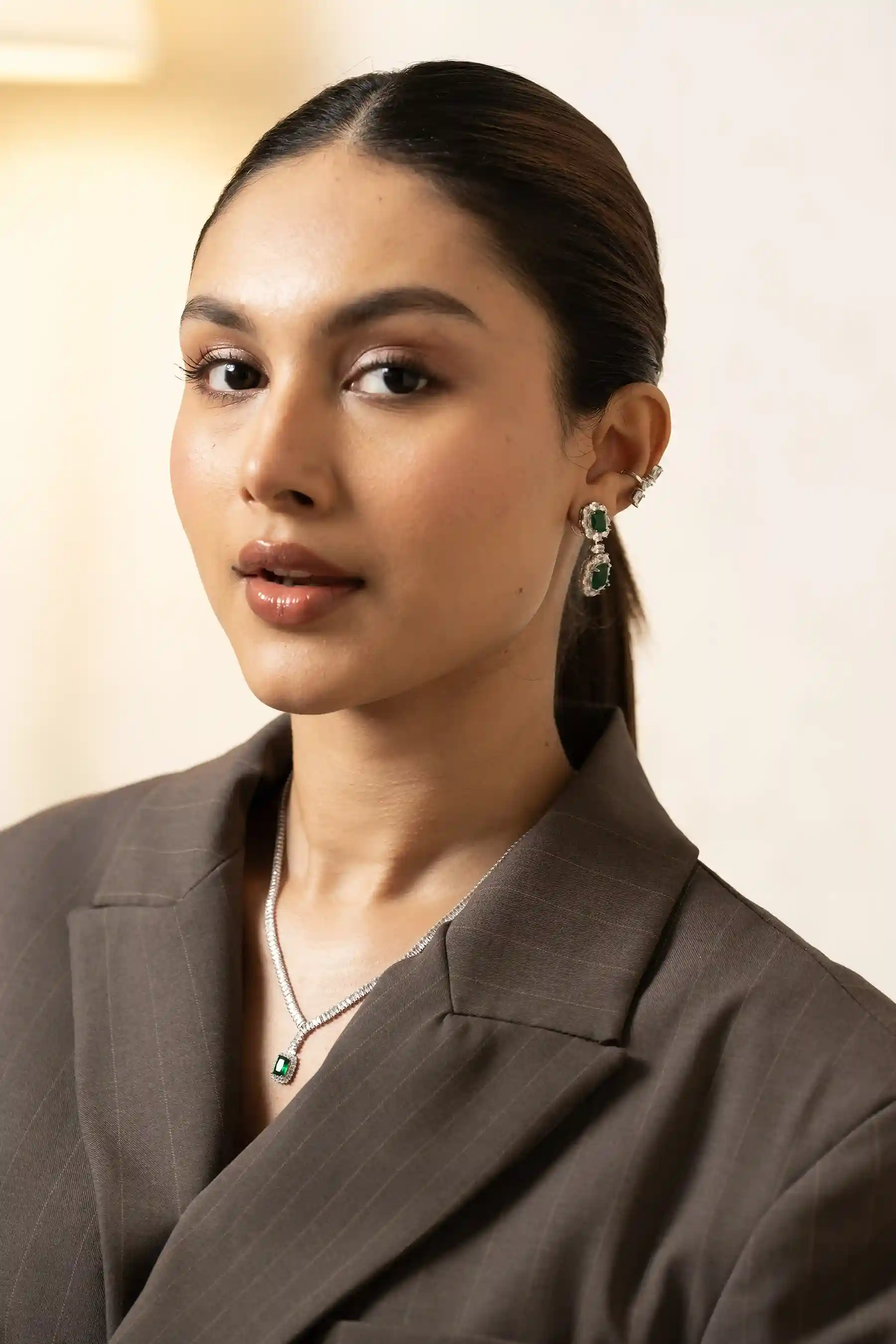 Emerald Drop Chandelier Earrings - Image 3