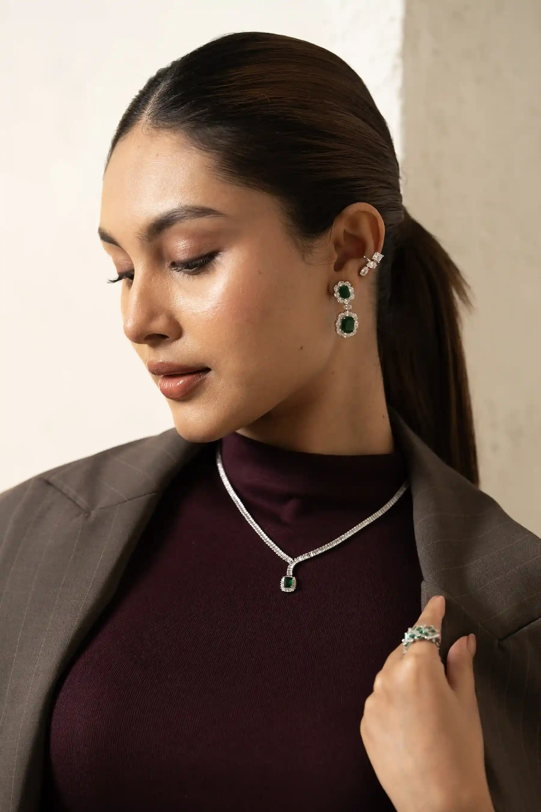 Emerald Drop Chandelier Earrings - Image 4