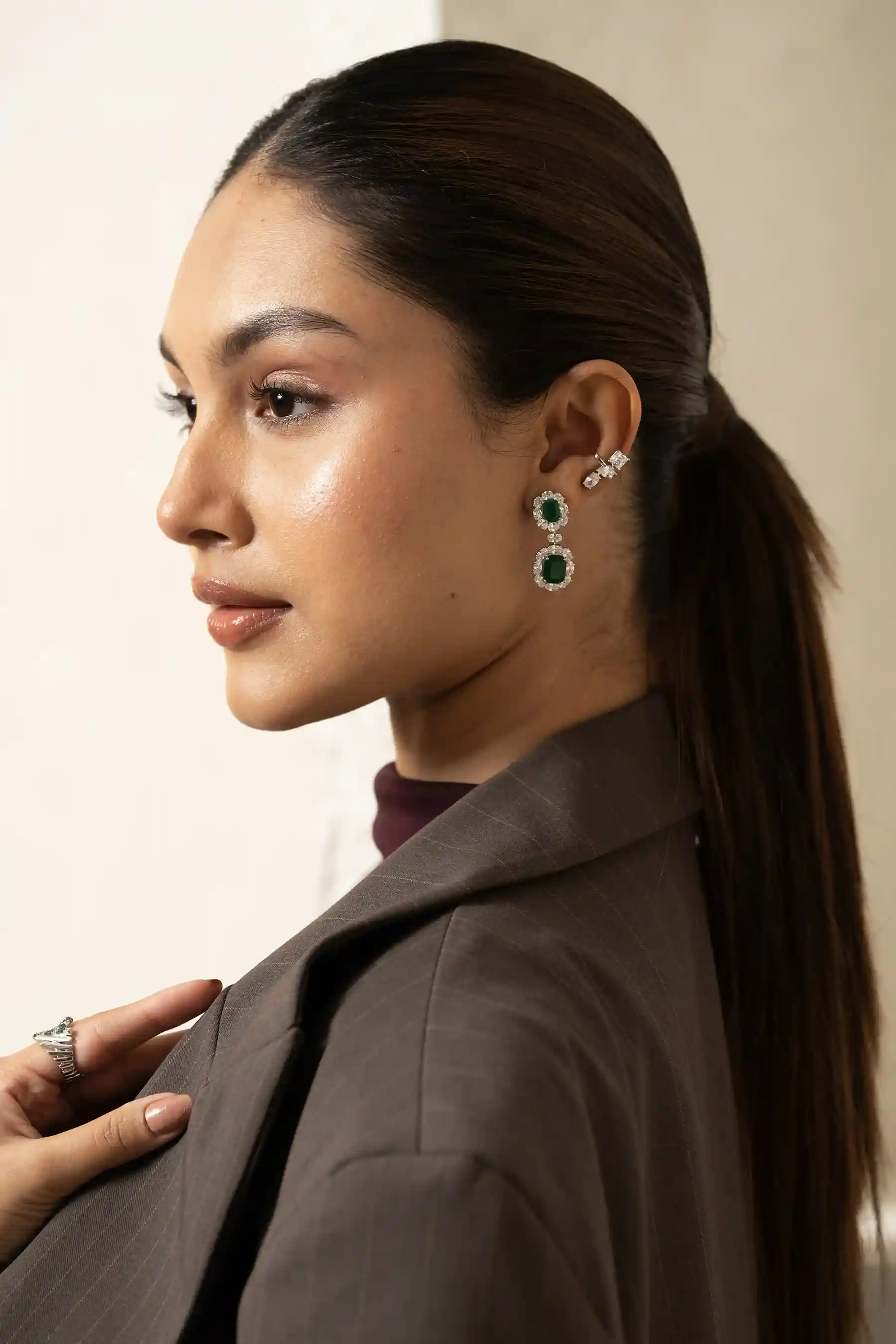 Emerald Drop Chandelier Earrings - Image 6