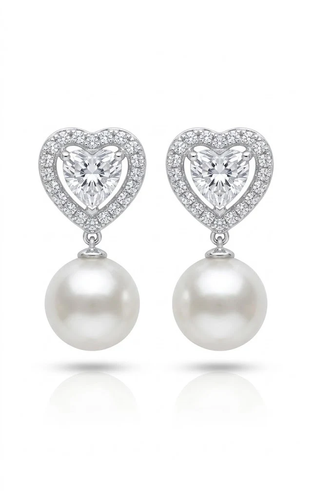 Eternal Heart Pearl Drop Earrings