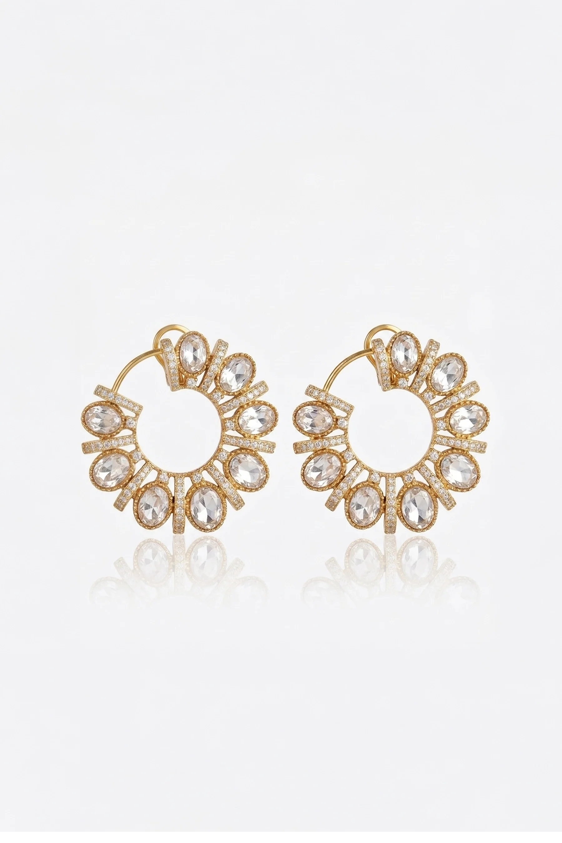 Falak Big White Polki Earrings With Semi-precious Stone With Basra Moti