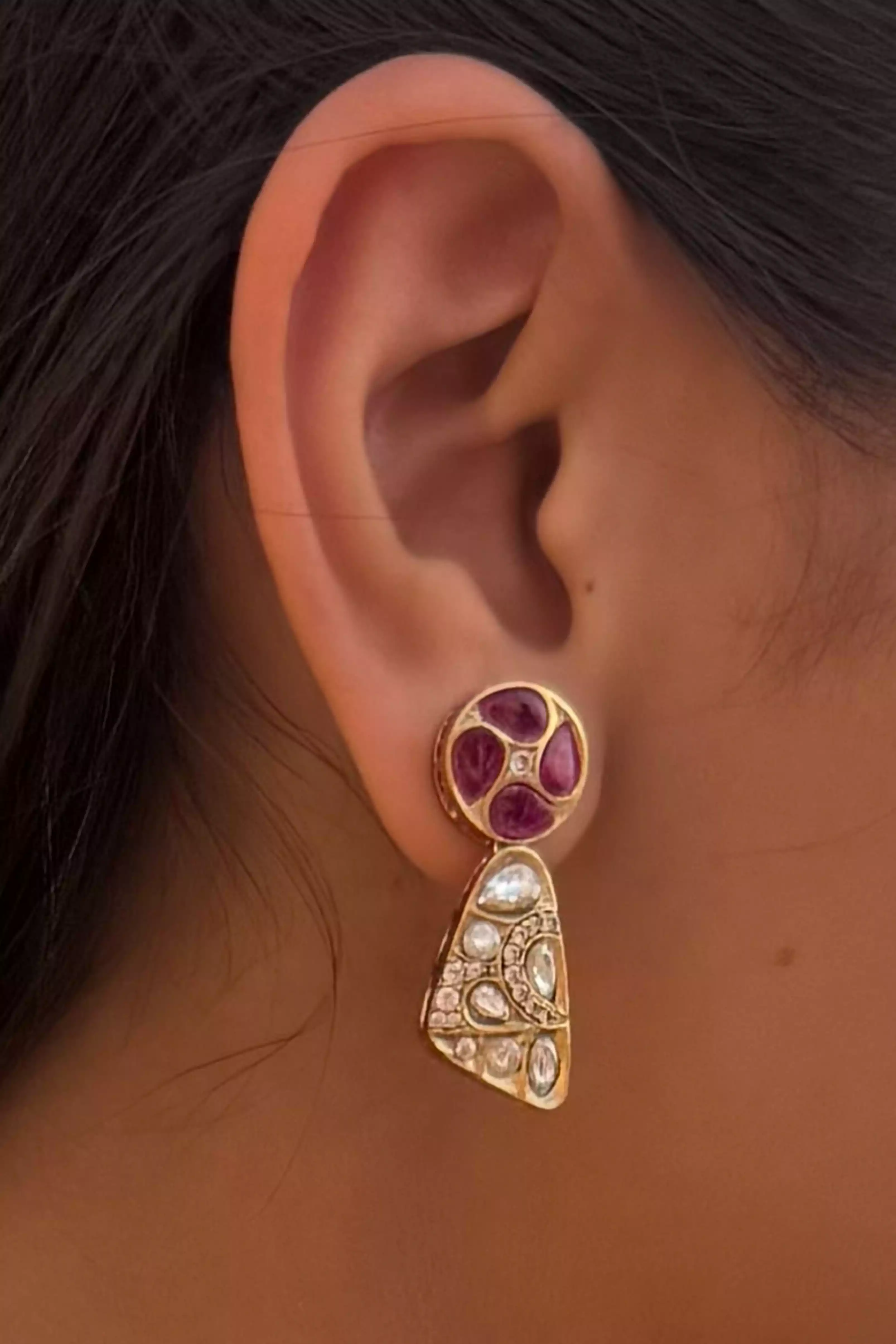Sanaya Five Rivers Polki Necklace Set - Image 3