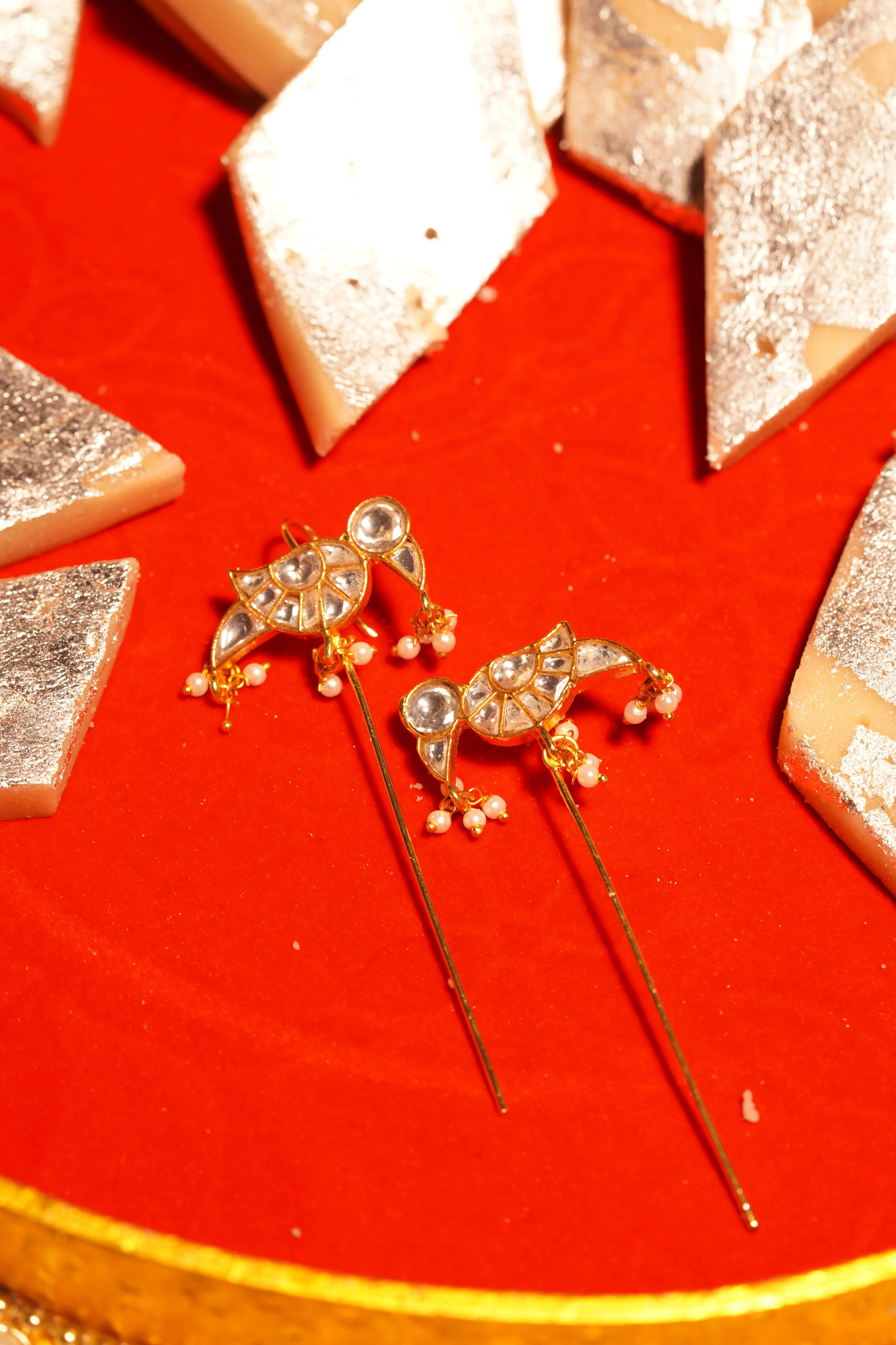 Gold Plated Ear Cuff With Polki - Image 3