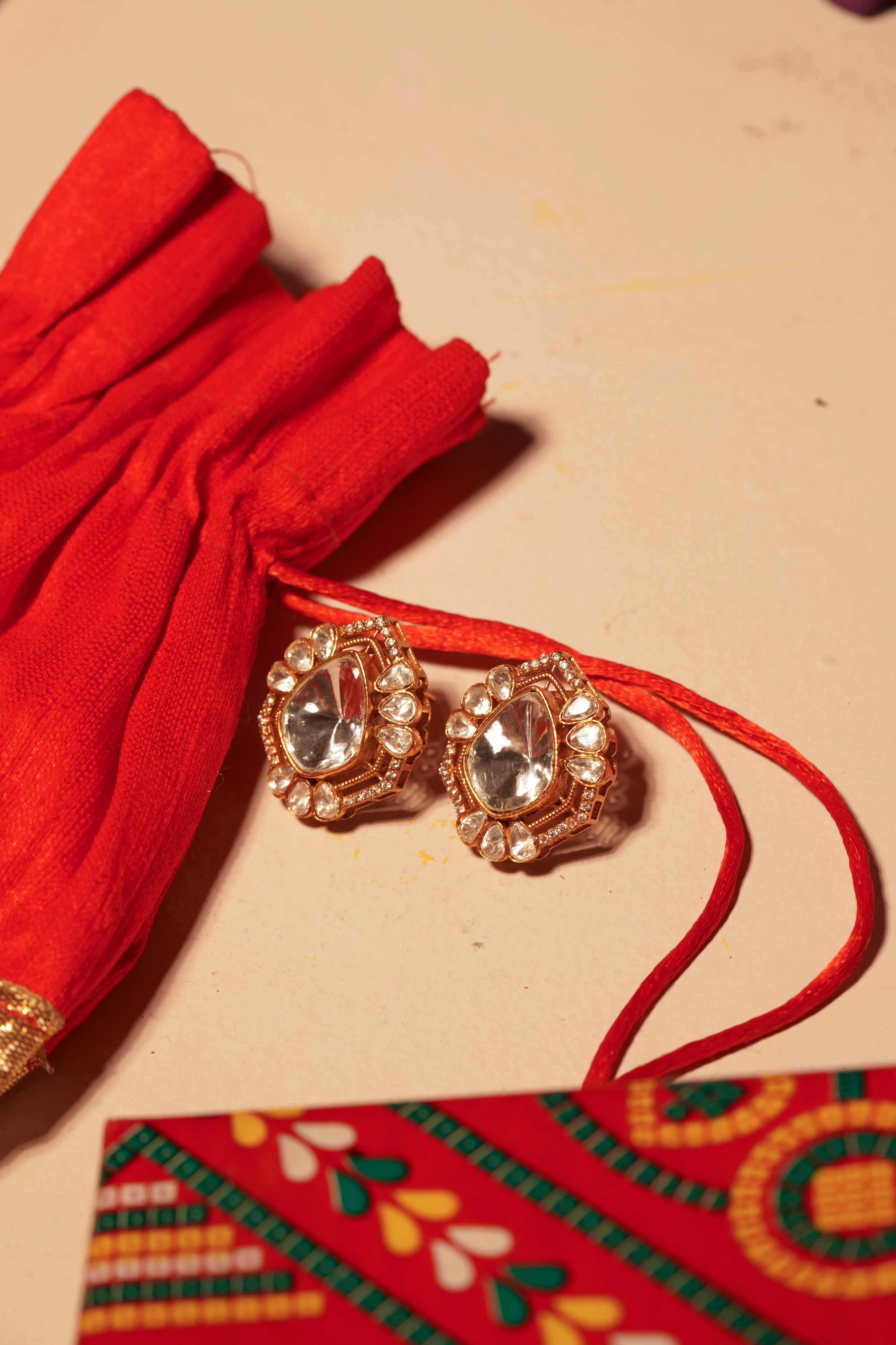 Gold Plated Studs With Polki - Image 3