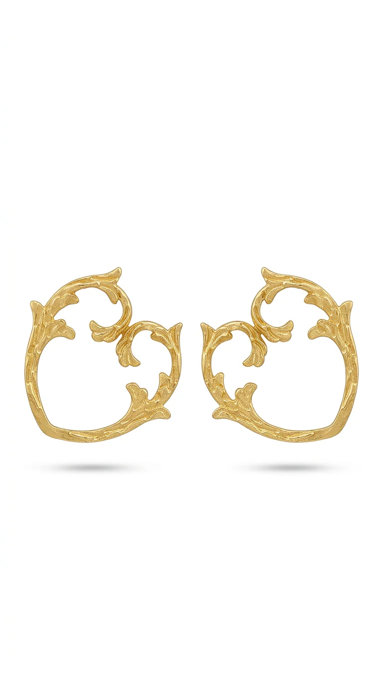 Vintage Gold Filigree Statement Stud Earrings