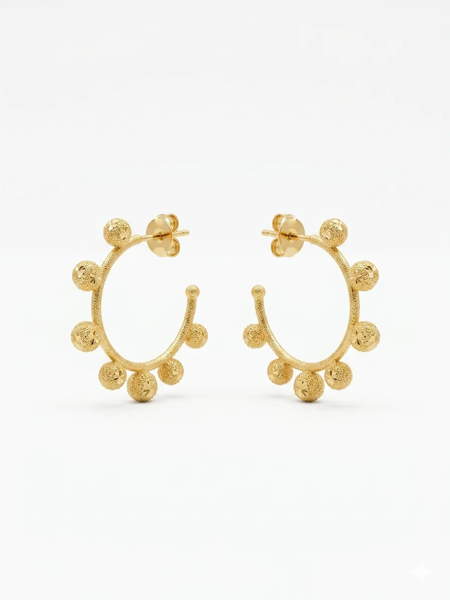 The Stella Textured Beaded Hoops