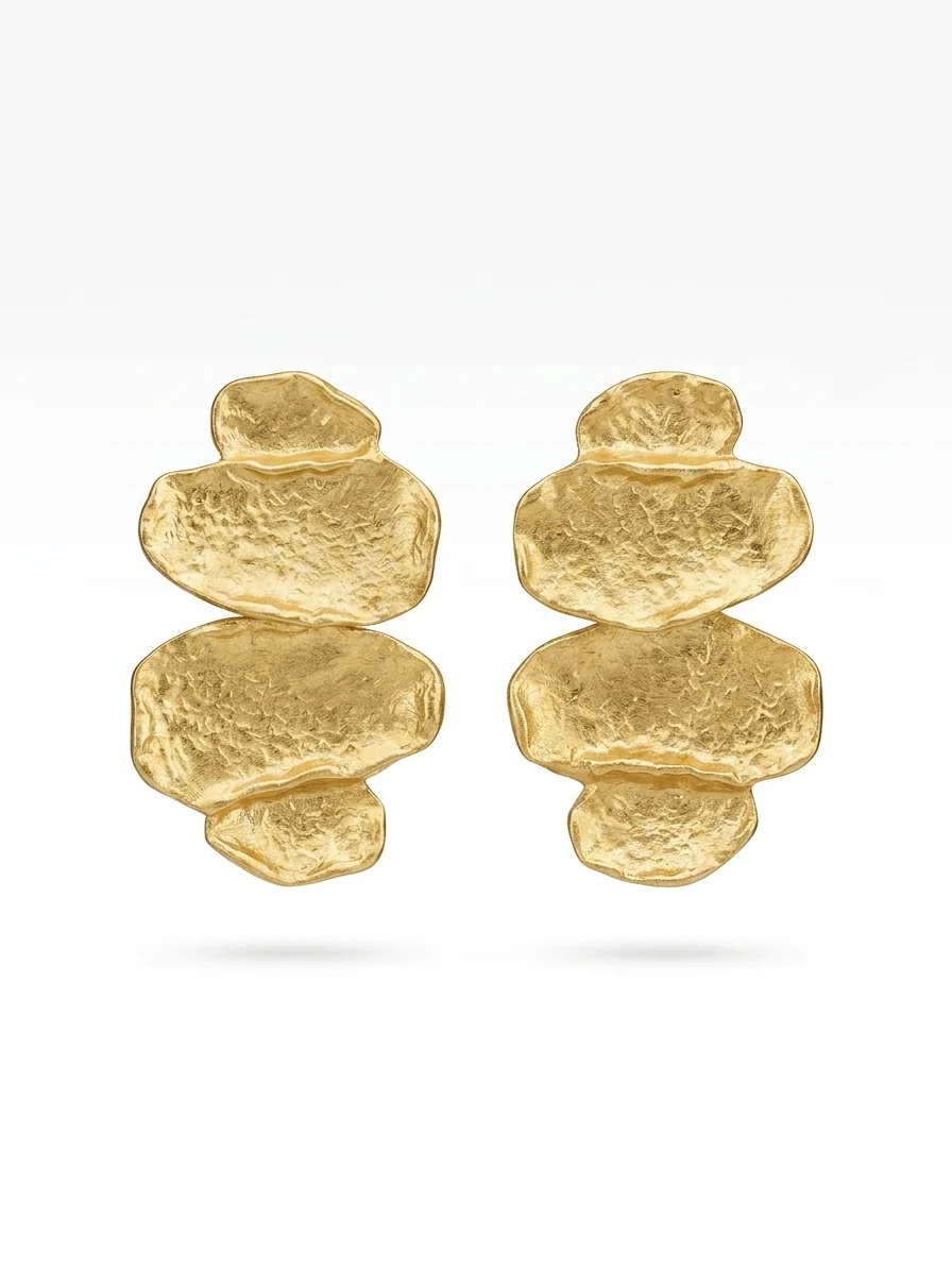Pebble Stack Shaped Drop Earrings
