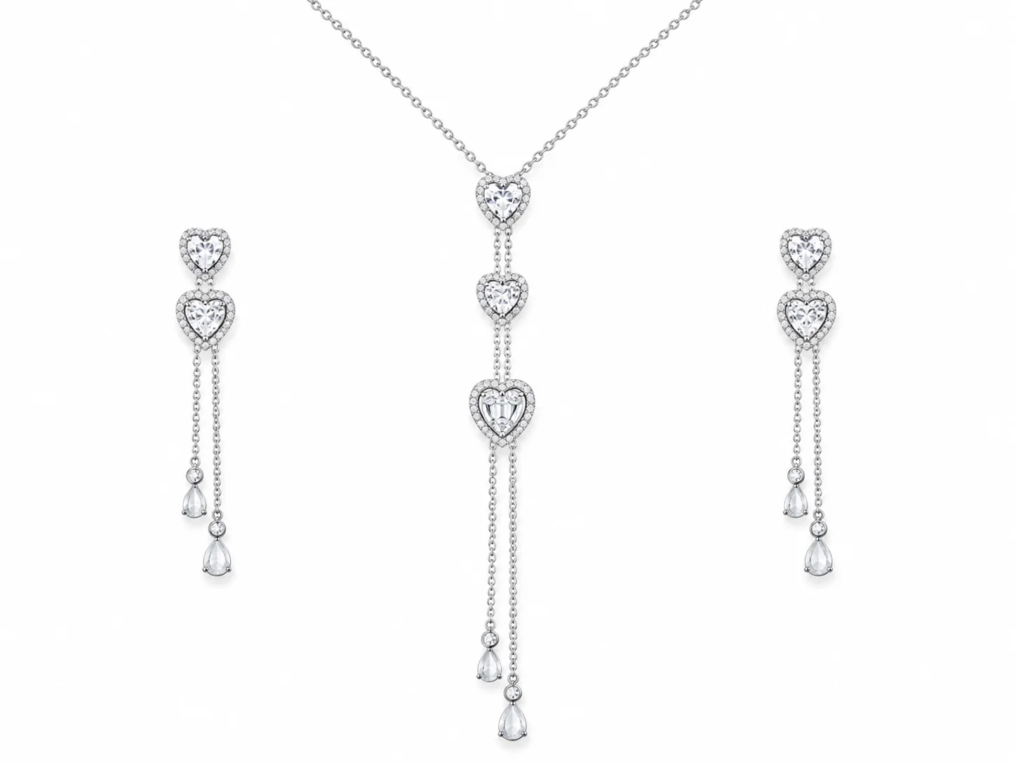 Eternal Heart Cascade Necklace Set