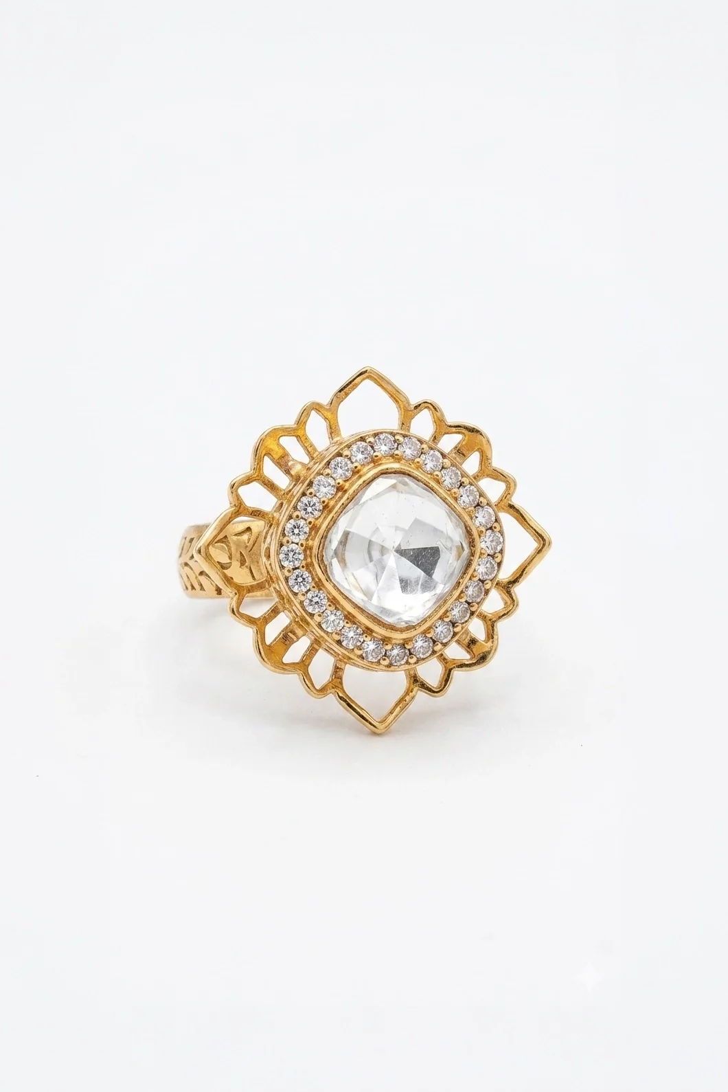 Hitakshi Lotus Polki Pearl Meenakari Cocktail Ring