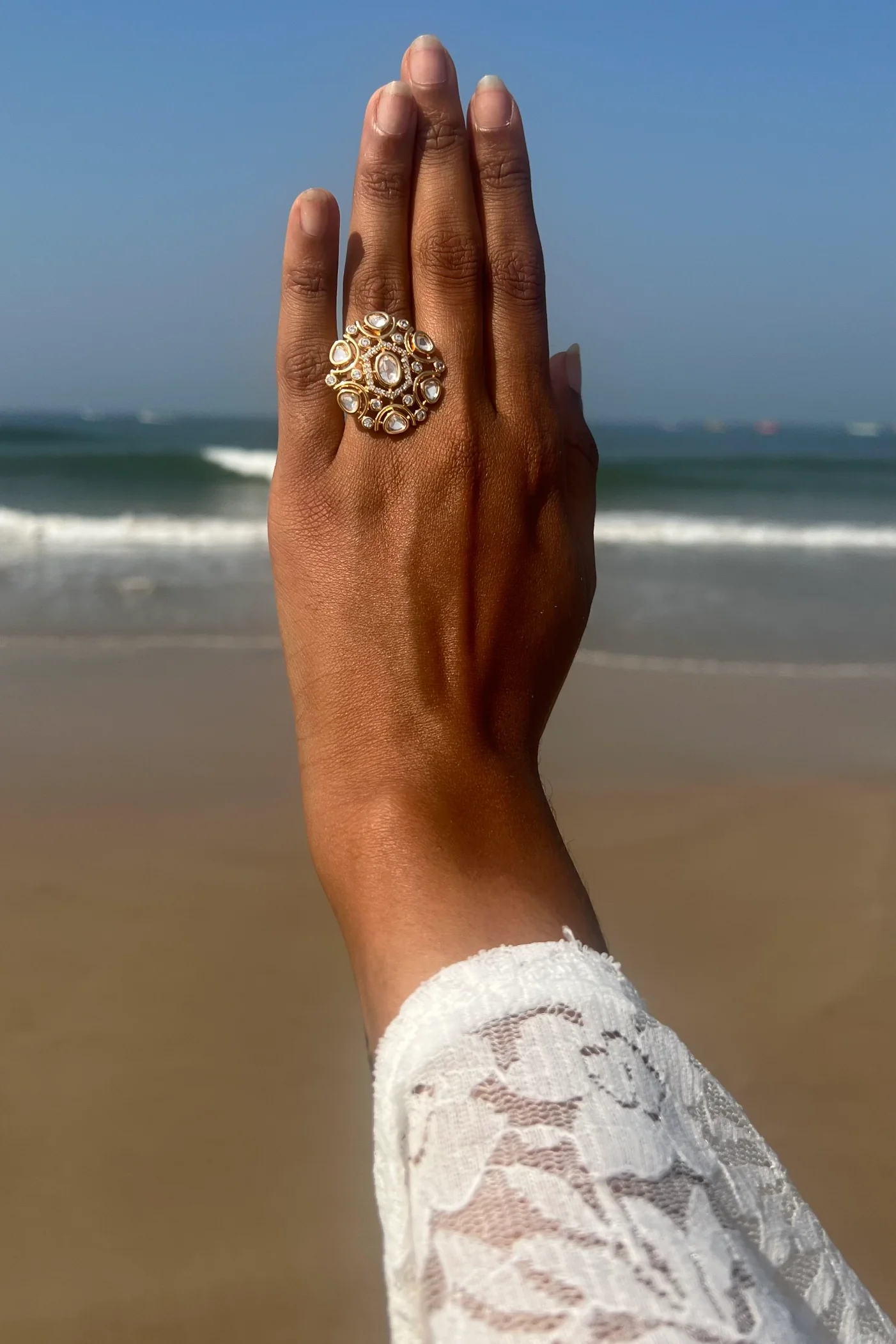 Jhanvi Multi Stone Polki Ring - Image 2