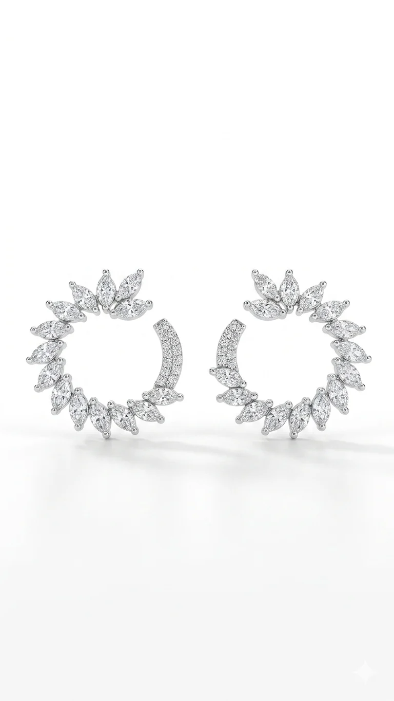 Celestial Blossom Diamond Crescent Hoops