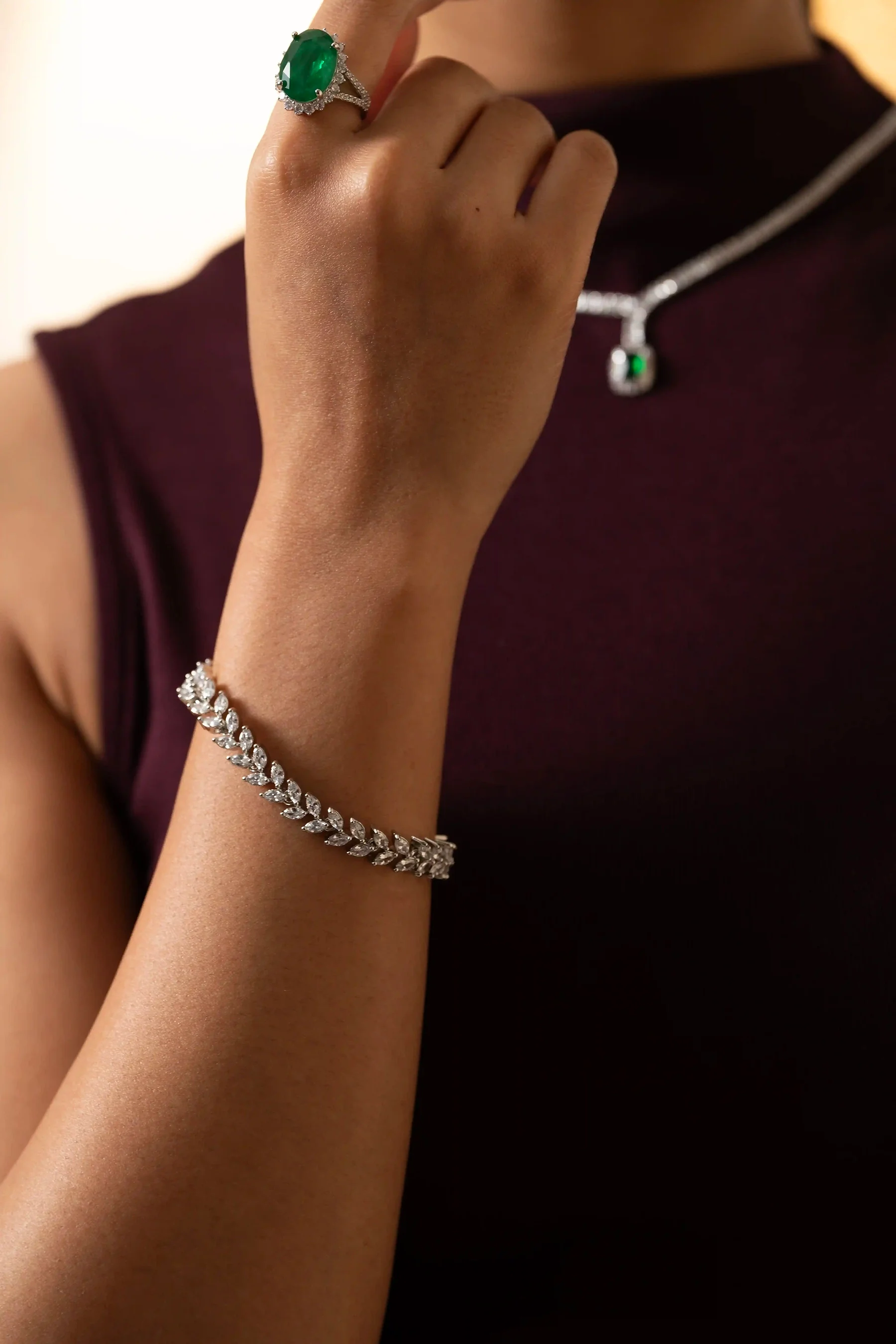 Leaf Motif Diamond Bracelet - Image 3