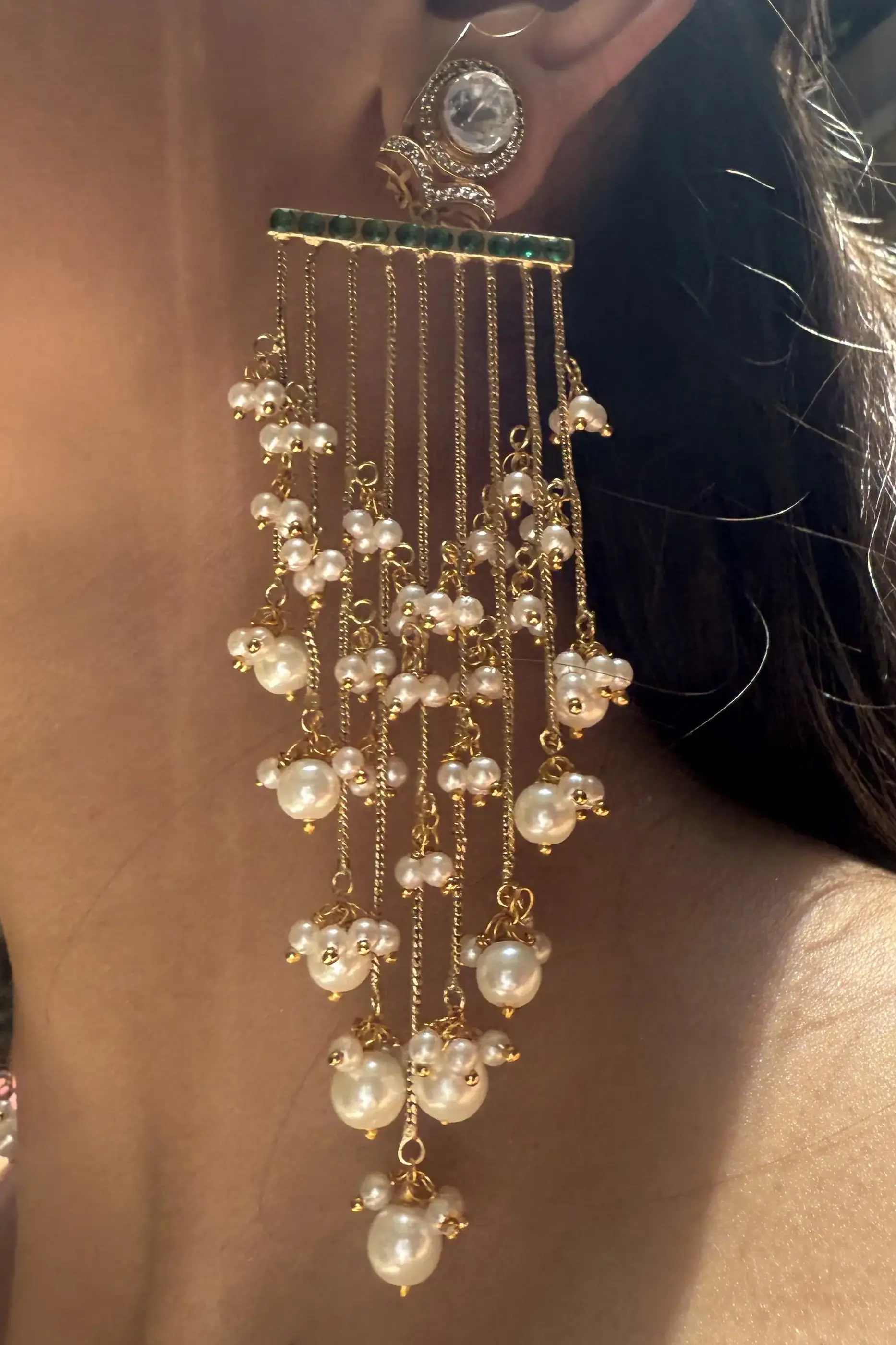 Meher Love Cascade Polki Earrings - Image 2