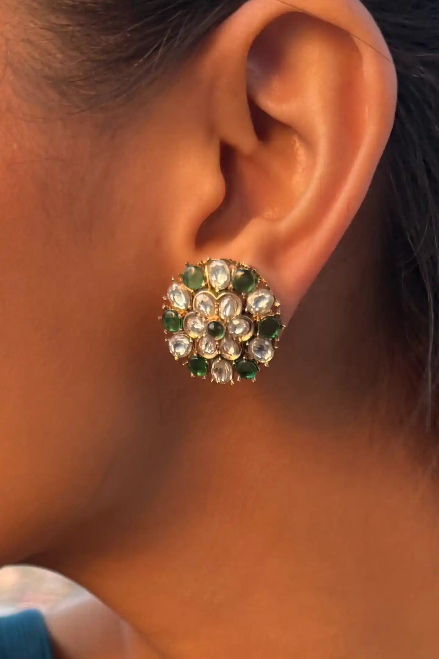 Meera Mayur Circle Polki Necklace Set - Image 4