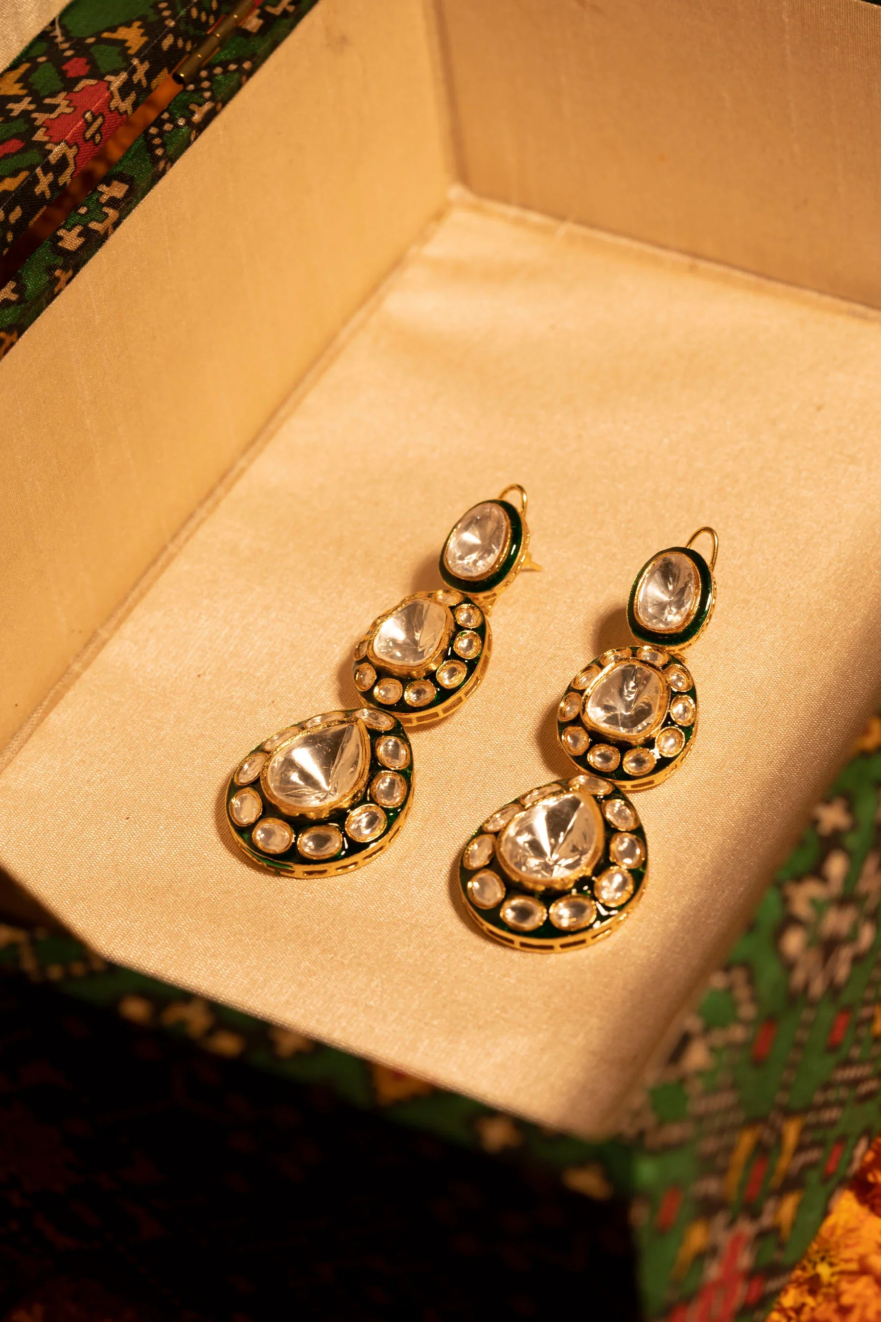 Meena Polki Statement Earrings - Image 3