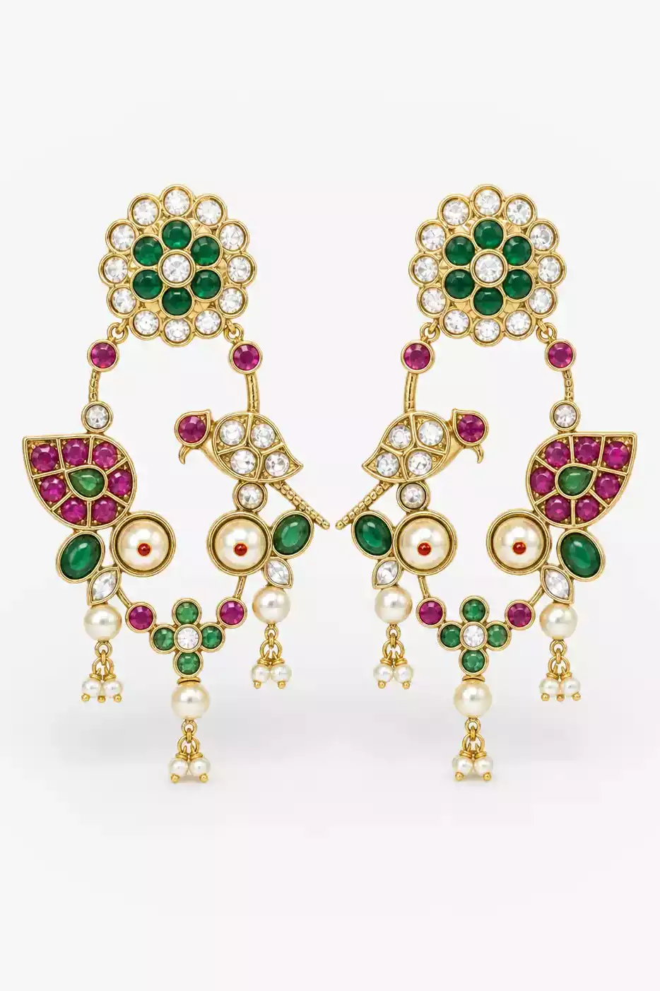 Misha Turquoise Devotion Polki Pearl Earrings