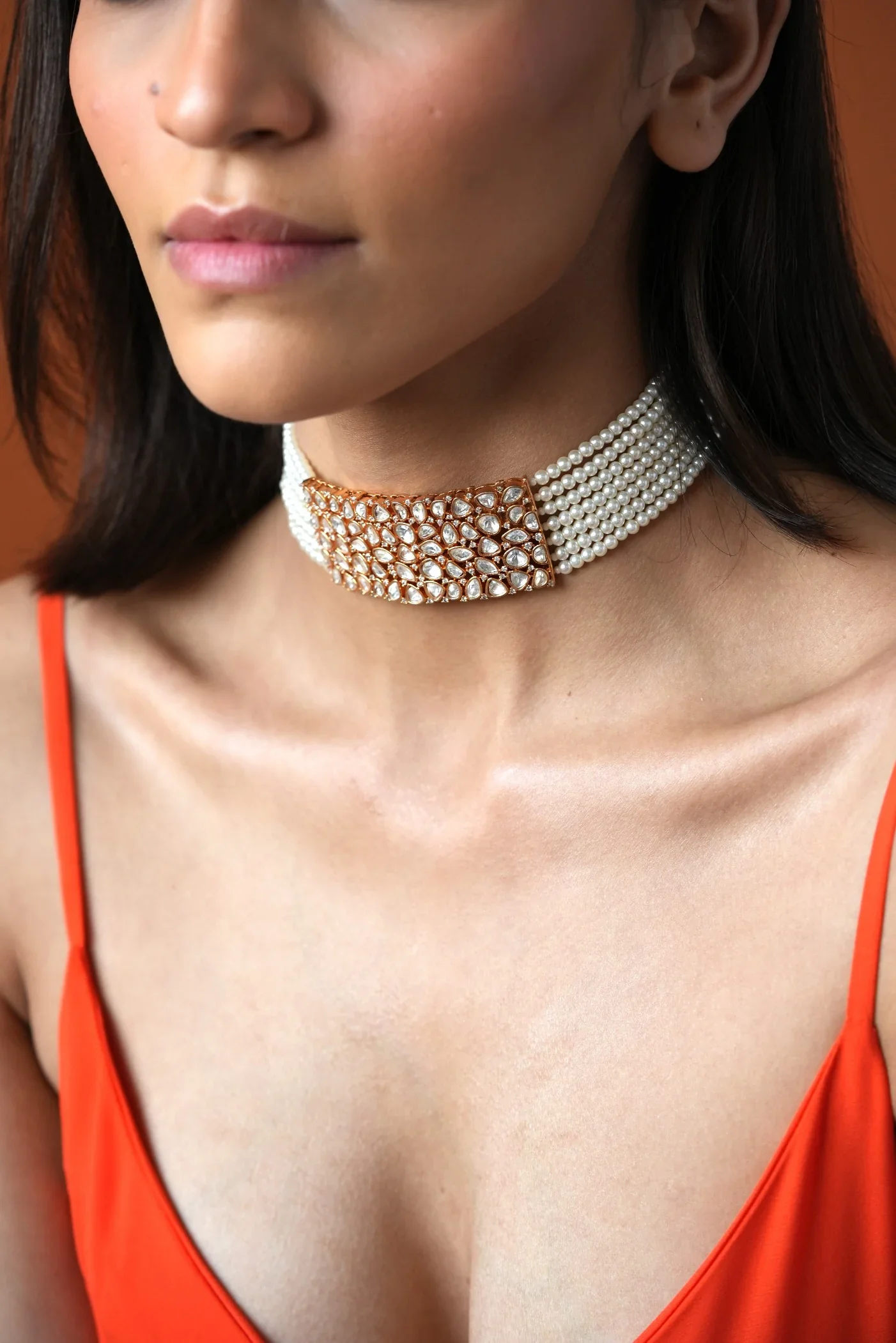 Sandhya Moti Uneven Small Faux Moissanite Choker - Image 6