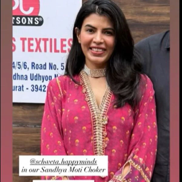 Sandhya Moti Uneven Small Faux Moissanite Choker - Image 7