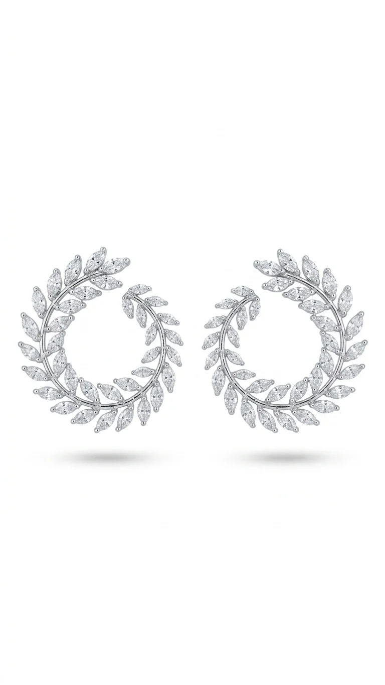 Laurel Leaf Open Hoop Earrings