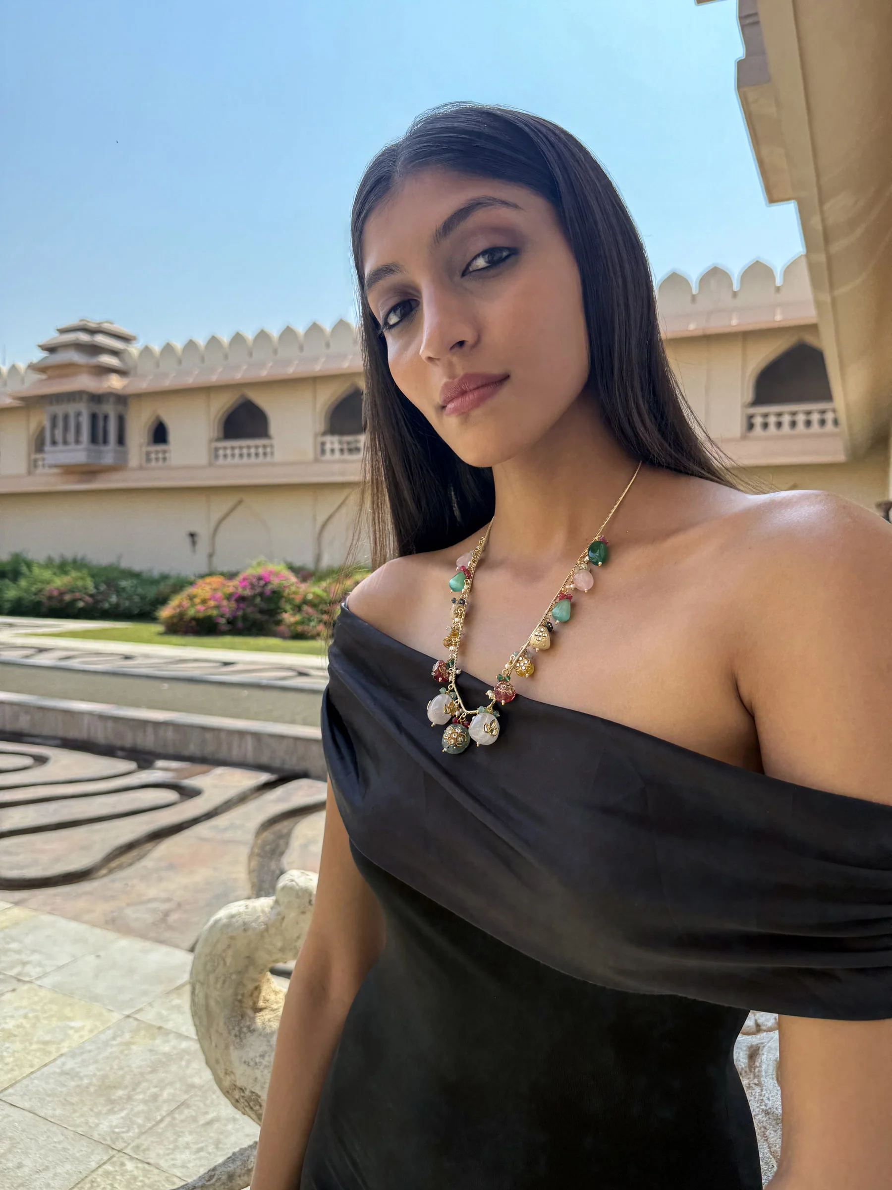 Nivanshi Multicoloured Stones Long Sp Polki Necklace - Image 5
