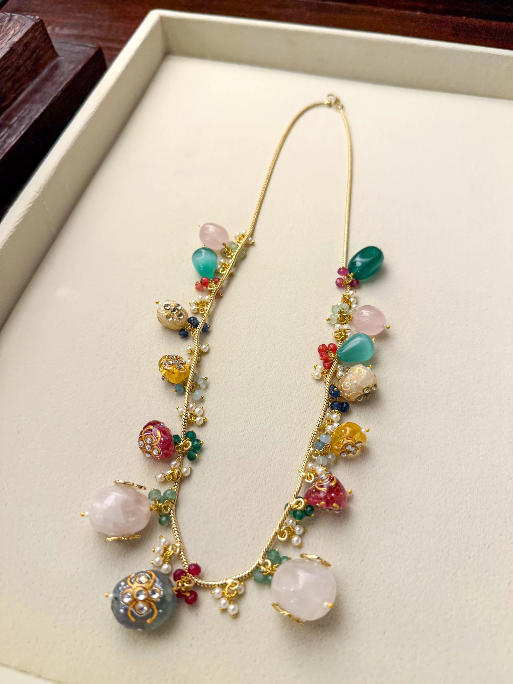 Nivanshi Multicoloured Stones Long Sp Polki Necklace - Image 6