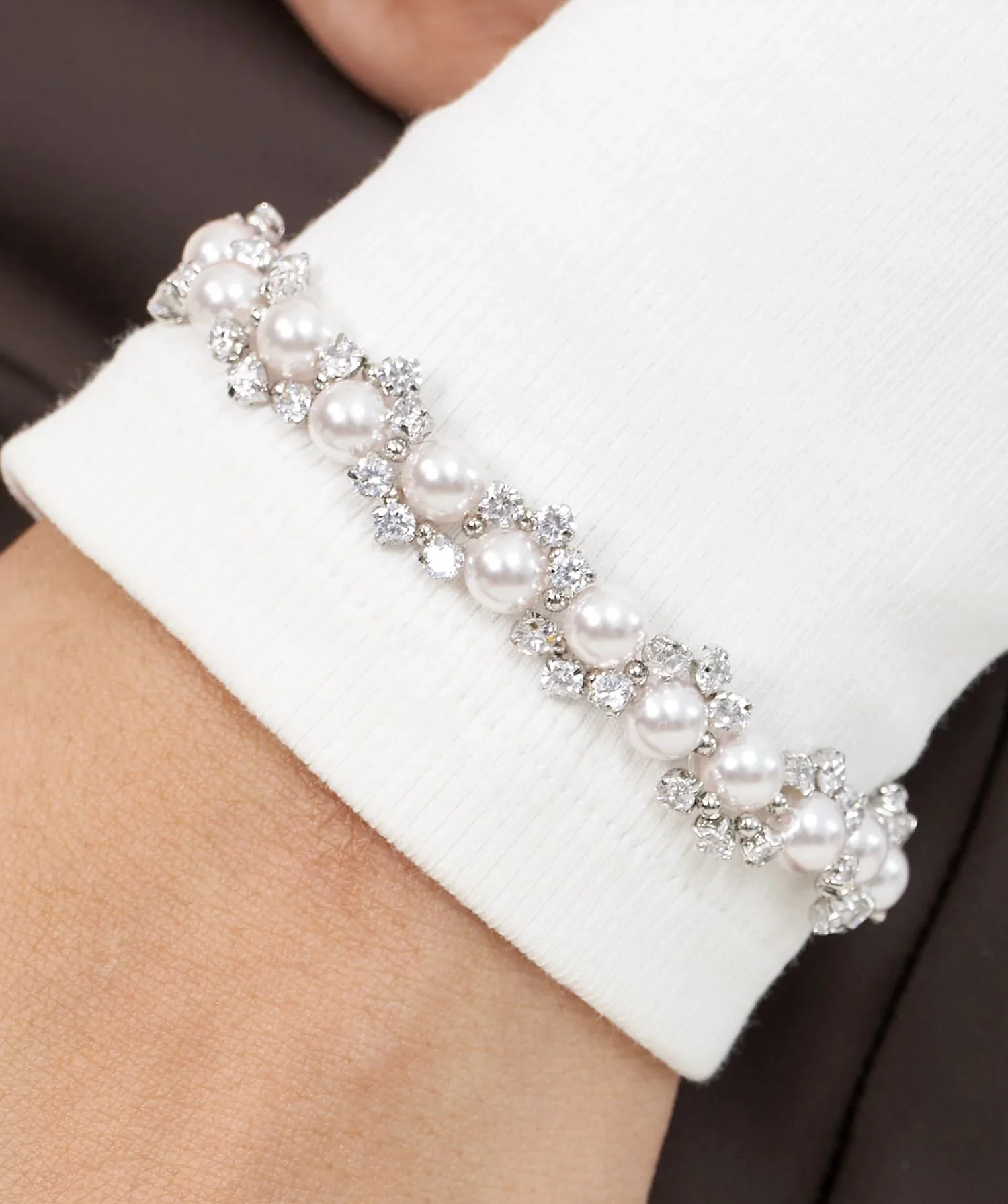 Petals & Pearls Diamond Bracelet - Image 3