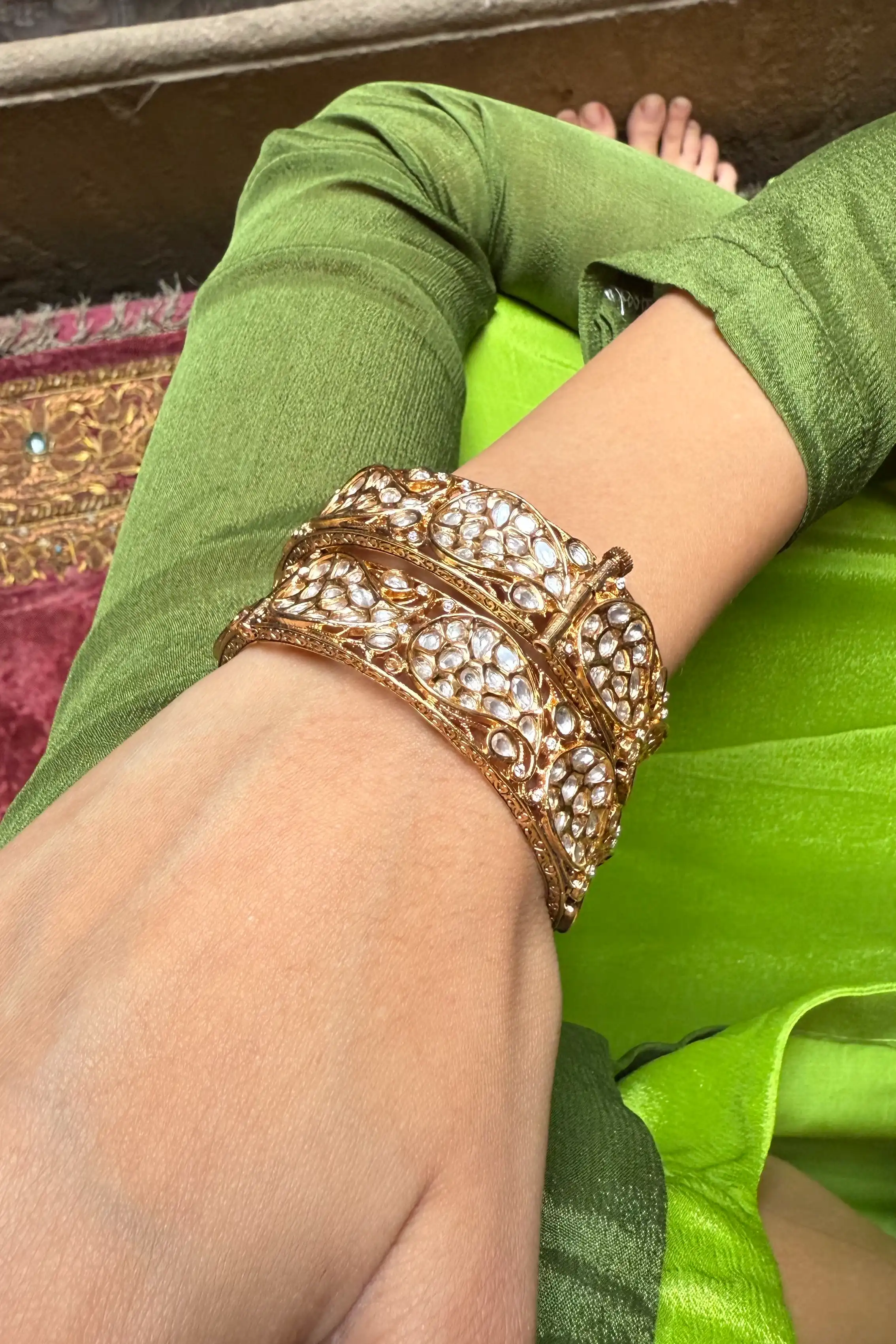 Pihu Crystal Stack Wrap Layered Bangle - Image 3