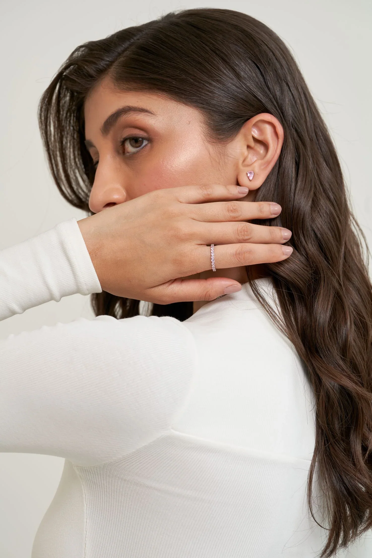Pink Diamond Line Ring - Image 3