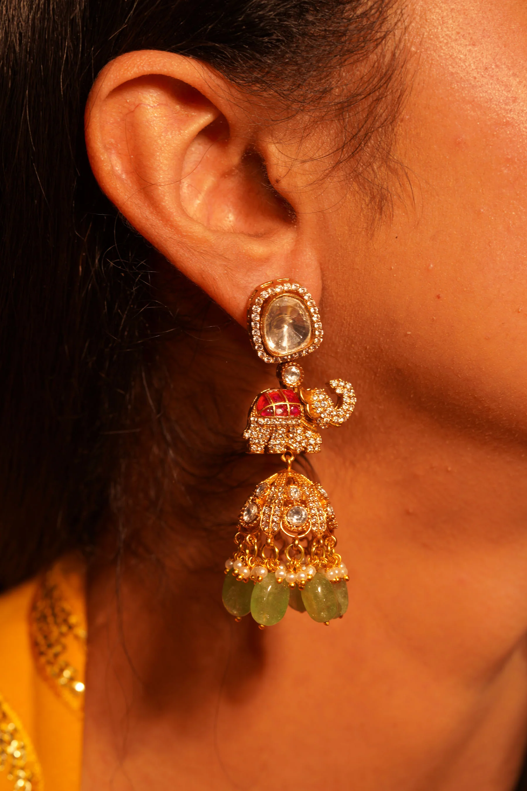 Polki Pearl Classic Earrings - Image 2