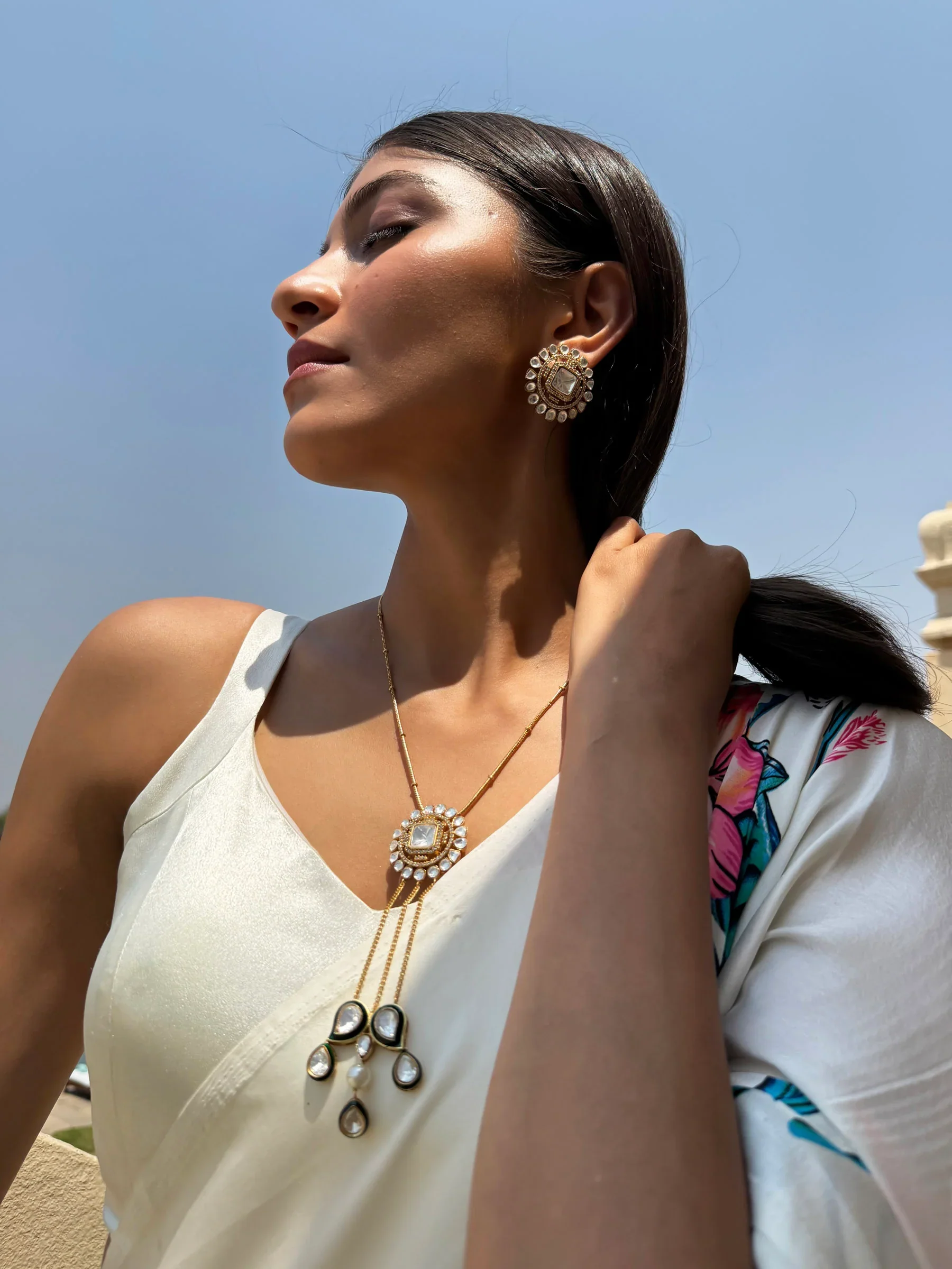 Prakriti Gold Tassel Sp Necklace Set with Earrings - Image 17